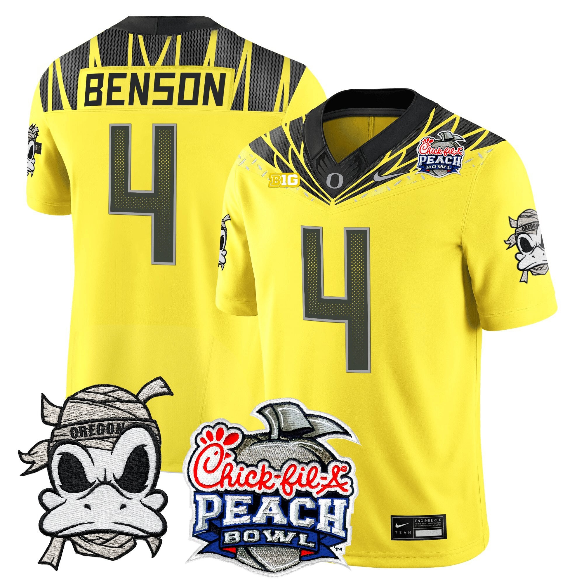 Men's Oregon Ducks "Mummy Duck" Vapor Limited Jersey - 2026 Peach Bowl Patch - All Stitched