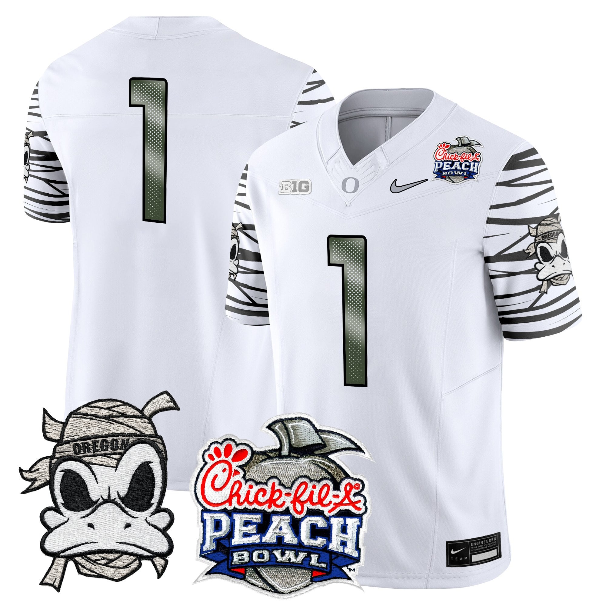 Men's Oregon Ducks "Mummy Duck" Vapor Limited Jersey - 2026 Peach Bowl Patch - All Stitched