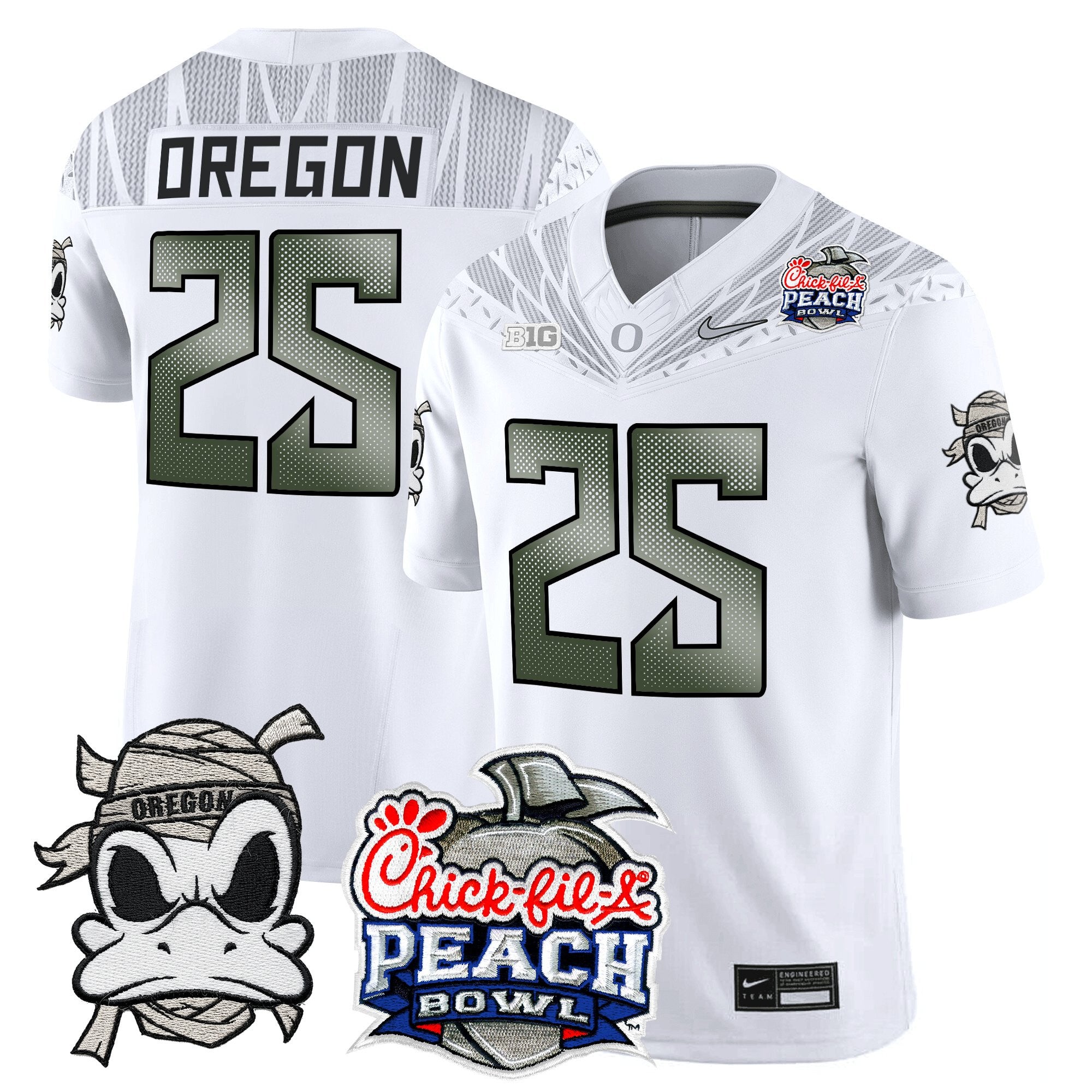 Men's Oregon Ducks "Mummy Duck" Vapor Limited Jersey - 2026 Peach Bowl Patch - All Stitched