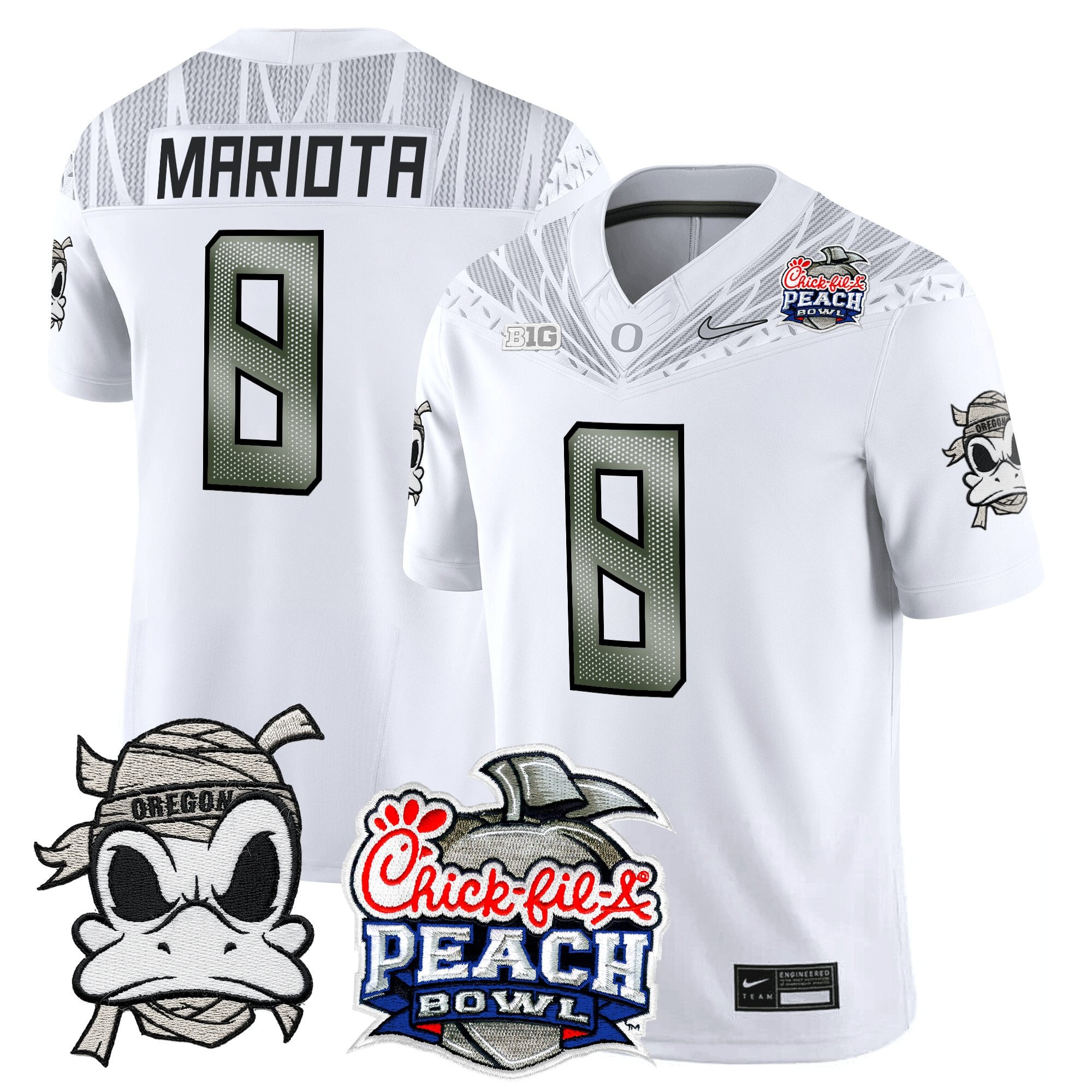 Men's Oregon Ducks "Mummy Duck" Vapor Limited Jersey - 2026 Peach Bowl Patch - All Stitched