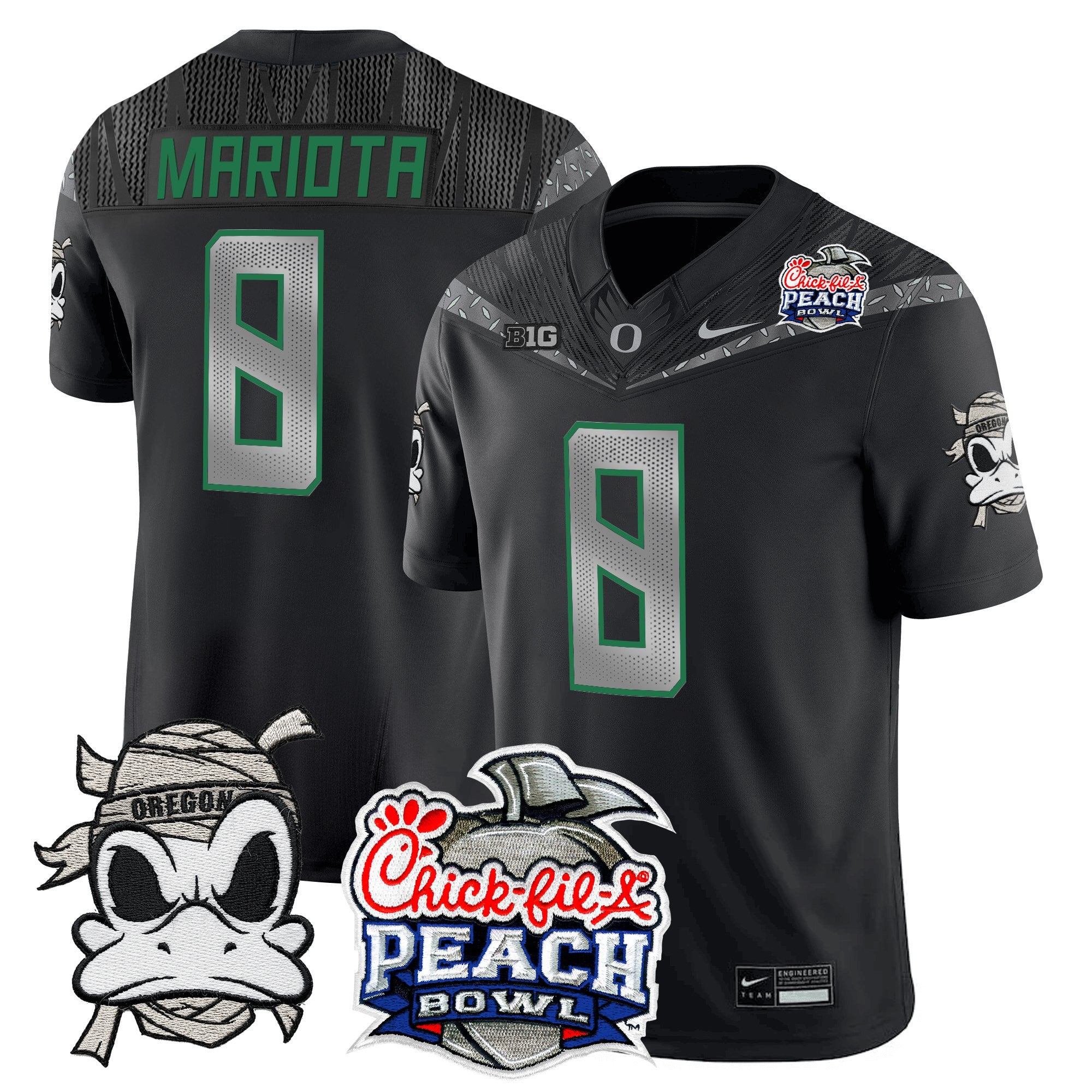 Men's Oregon Ducks "Mummy Duck" Vapor Limited Jersey - 2026 Peach Bowl Patch - All Stitched