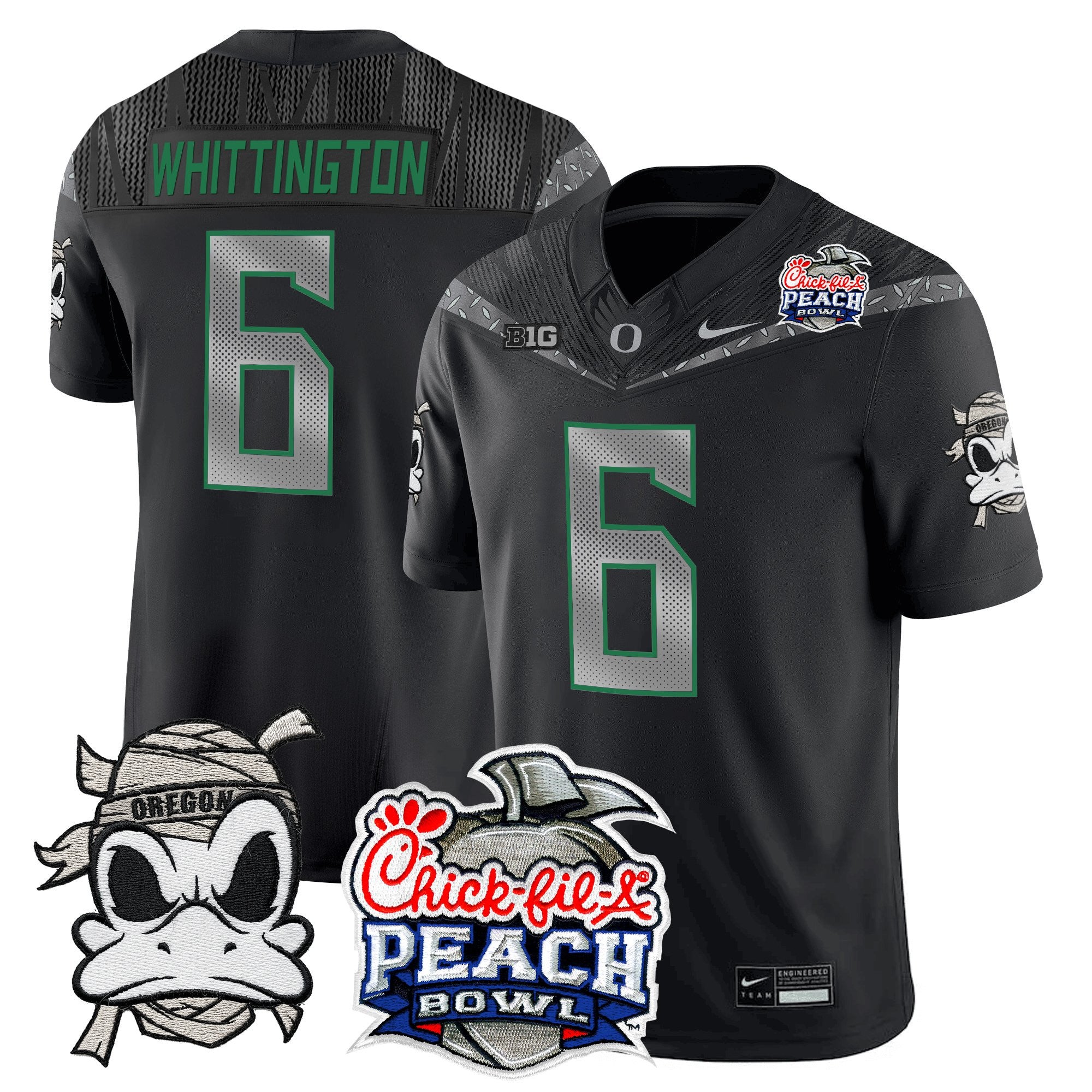 Men's Oregon Ducks "Mummy Duck" Vapor Limited Jersey - 2026 Peach Bowl Patch - All Stitched