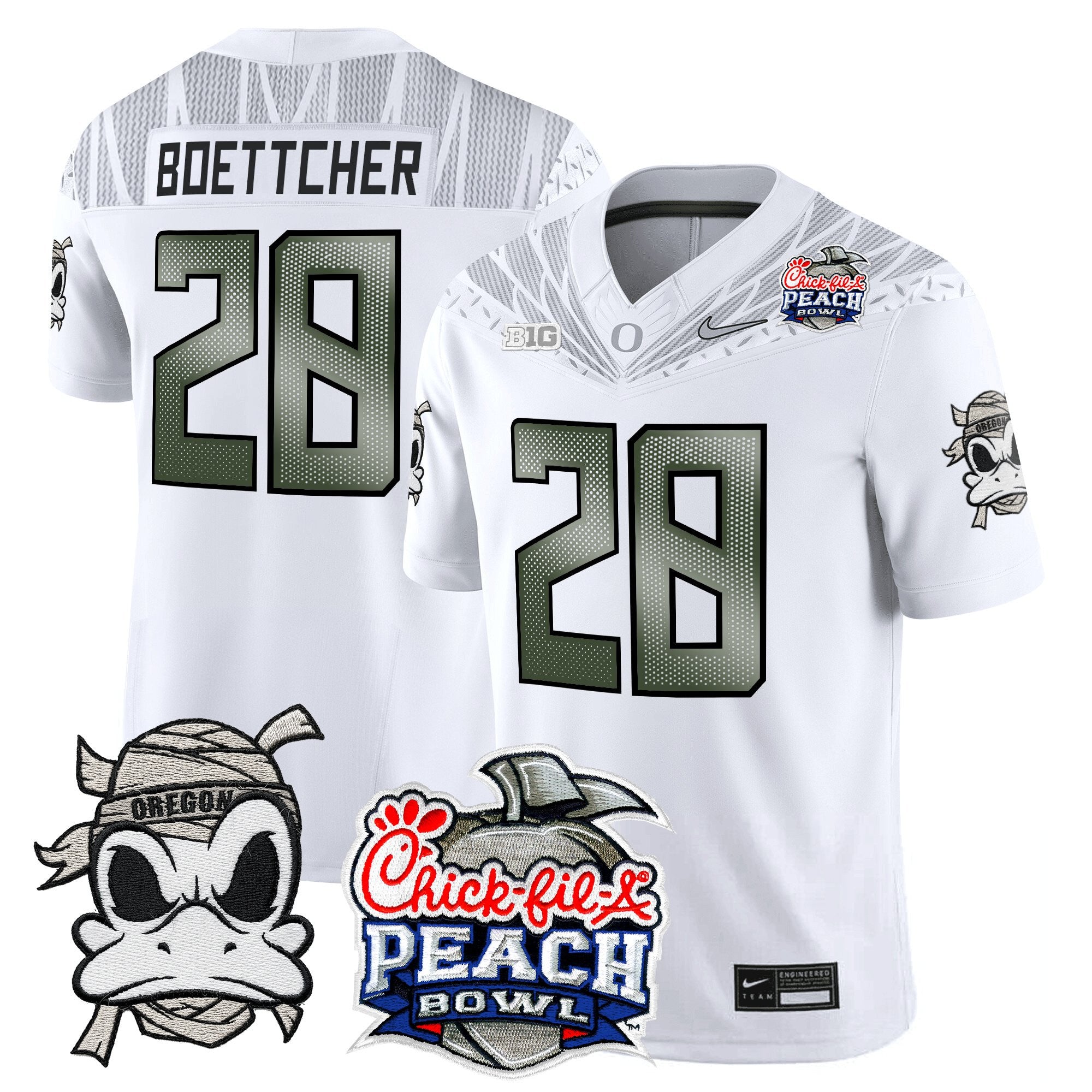 Men's Oregon Ducks "Mummy Duck" Vapor Limited Jersey - 2026 Peach Bowl Patch - All Stitched