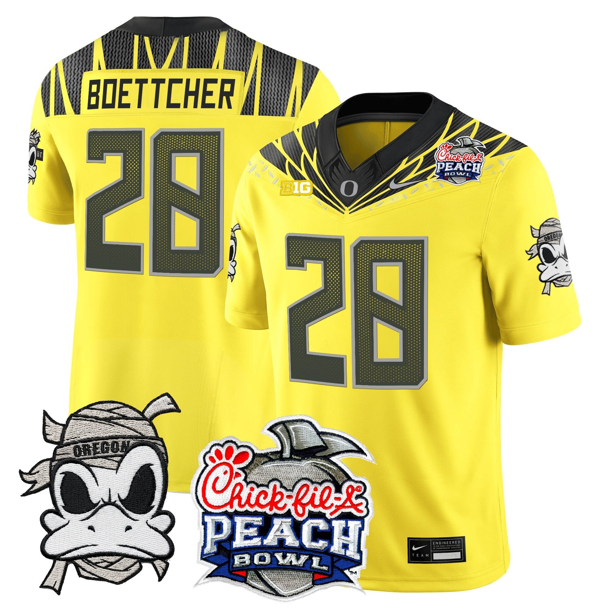 Men's Oregon Ducks "Mummy Duck" Vapor Limited Jersey - 2026 Peach Bowl Patch - All Stitched