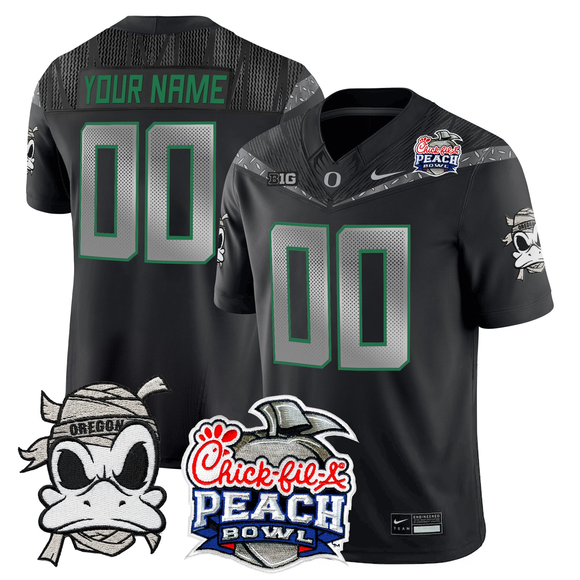 Oregon Ducks "Mummy Duck" Vapor Limited Custom Jersey - 2026 Peach Bowl Patch - All Stitched