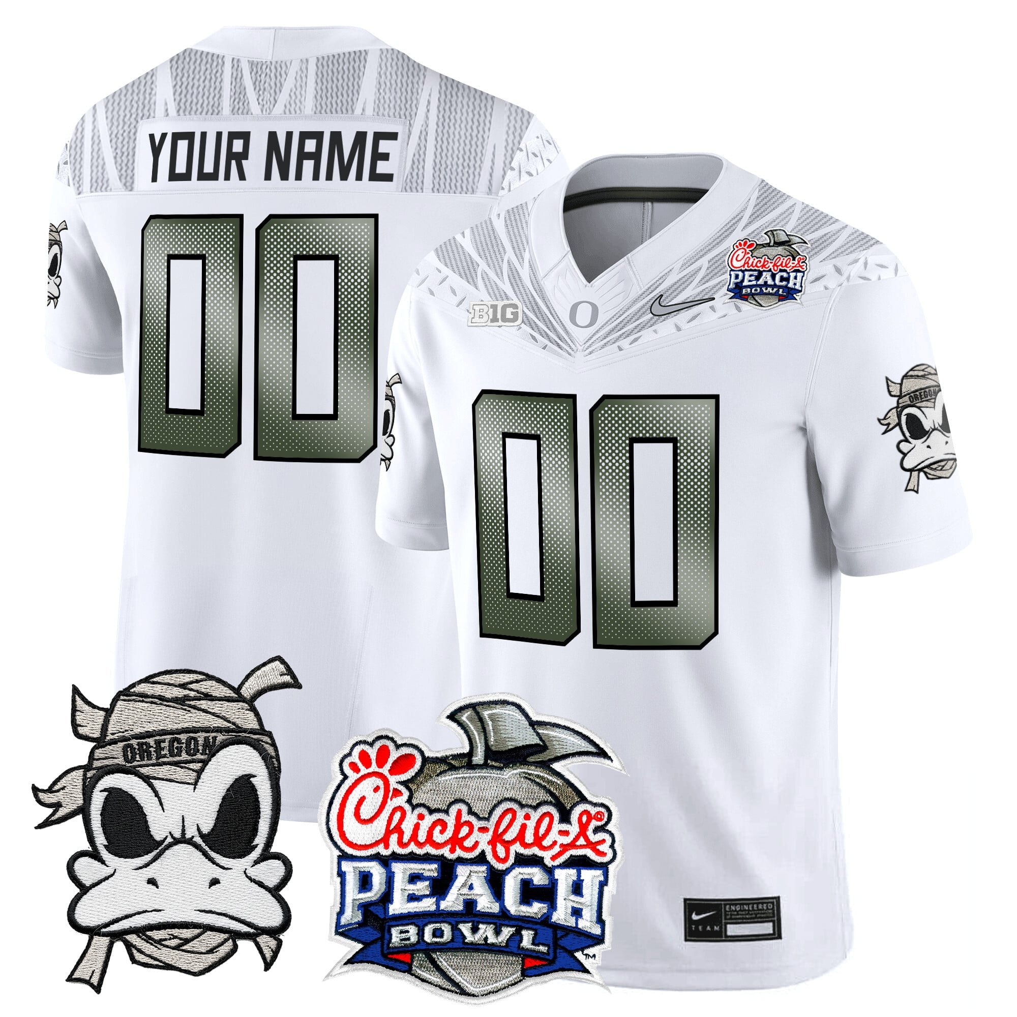 Oregon Ducks "Mummy Duck" Vapor Limited Custom Jersey - 2026 Peach Bowl Patch - All Stitched