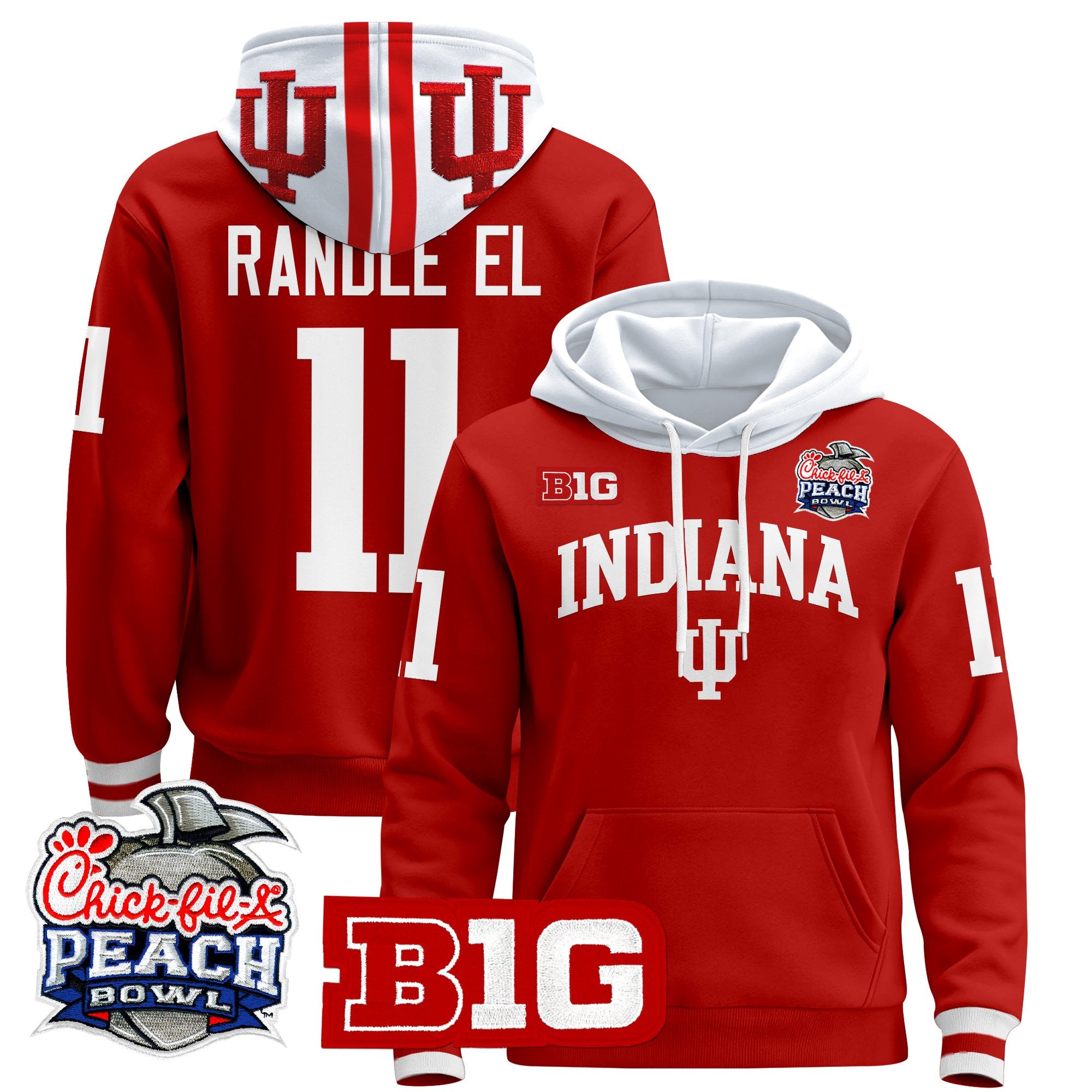Men's Indiana Hoosiers 2026 Peach Bowl Premium Pullover Hoodie - All Stitched