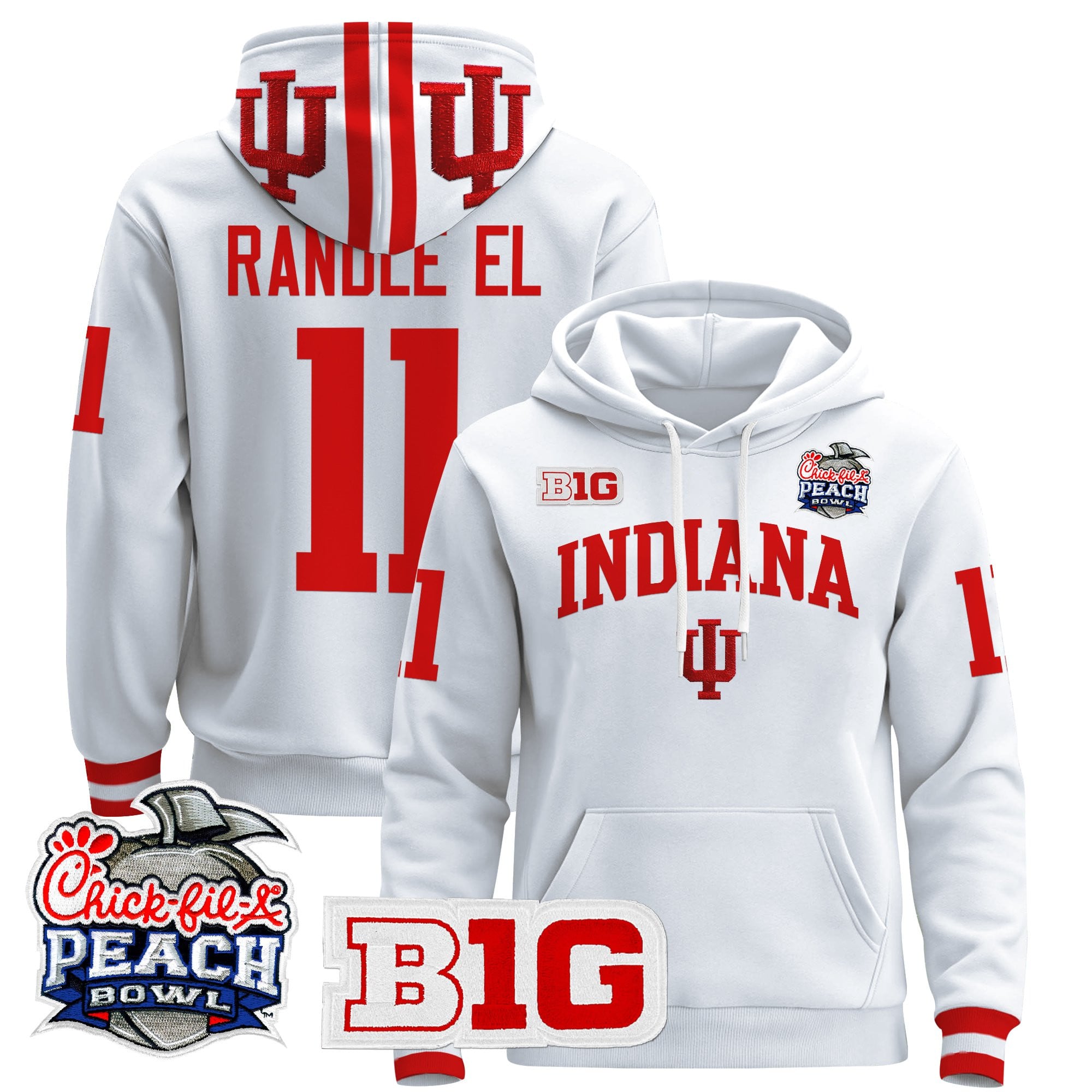 Men's Indiana Hoosiers 2026 Peach Bowl Premium Pullover Hoodie - All Stitched
