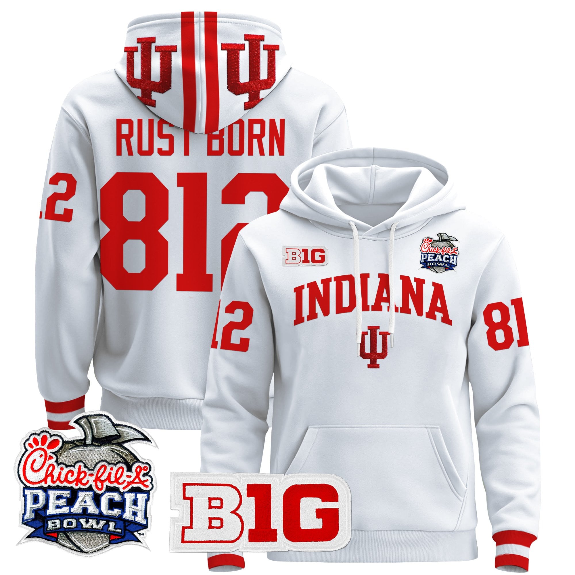 Men's Indiana Hoosiers 2026 Peach Bowl Premium Pullover Hoodie - All Stitched