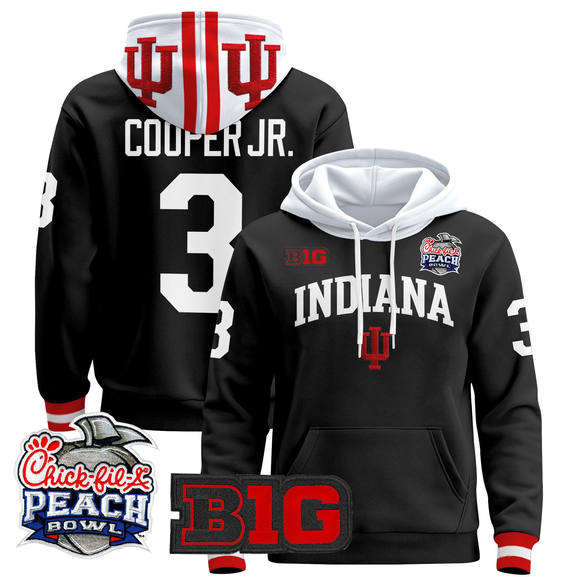 Men's Indiana Hoosiers 2026 Peach Bowl Premium Pullover Hoodie - All Stitched