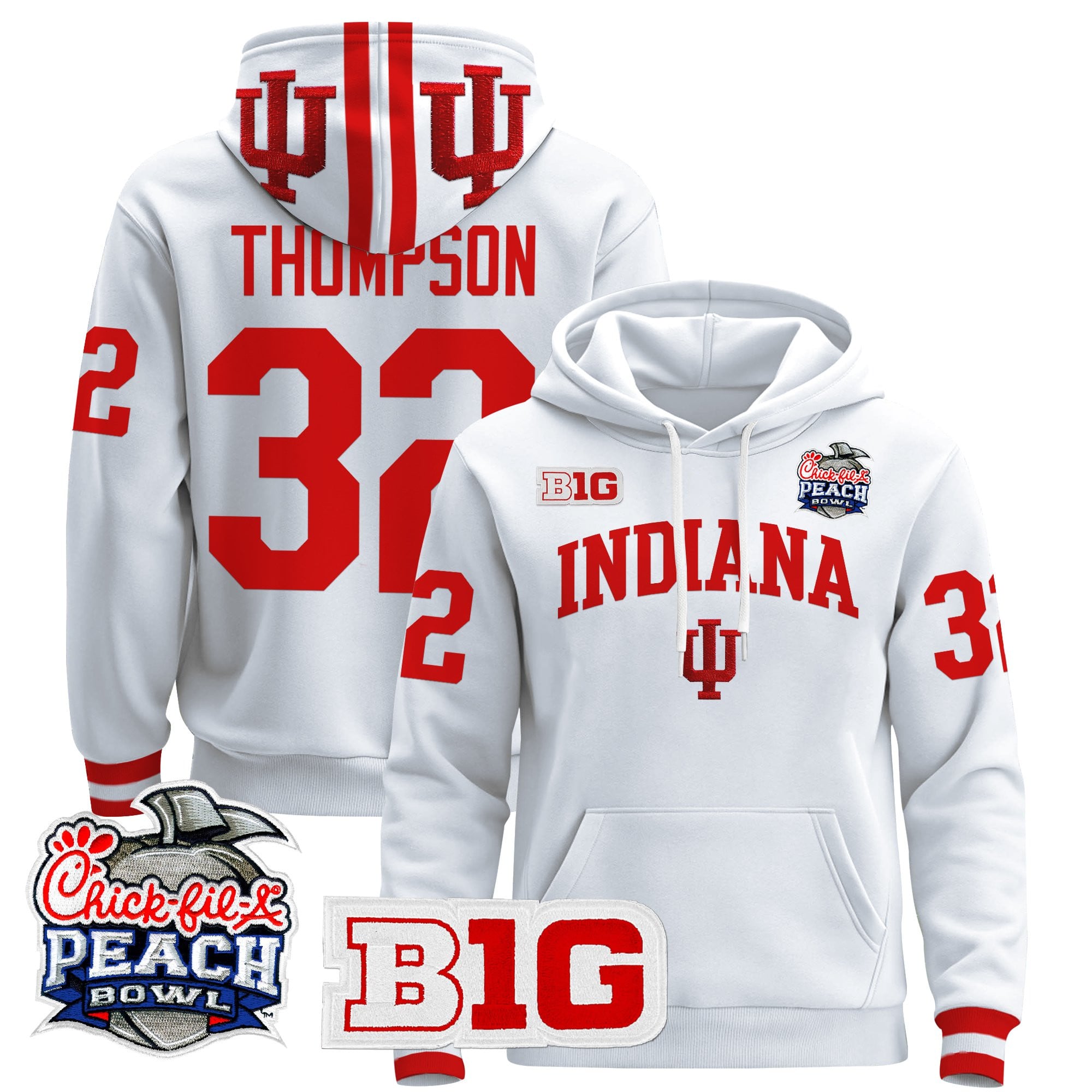 Men's Indiana Hoosiers 2026 Peach Bowl Premium Pullover Hoodie - All Stitched