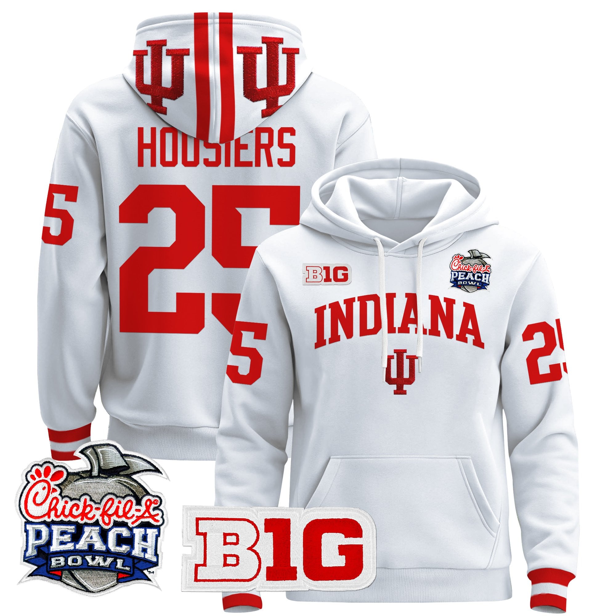 Men's Indiana Hoosiers 2026 Peach Bowl Premium Pullover Hoodie - All Stitched