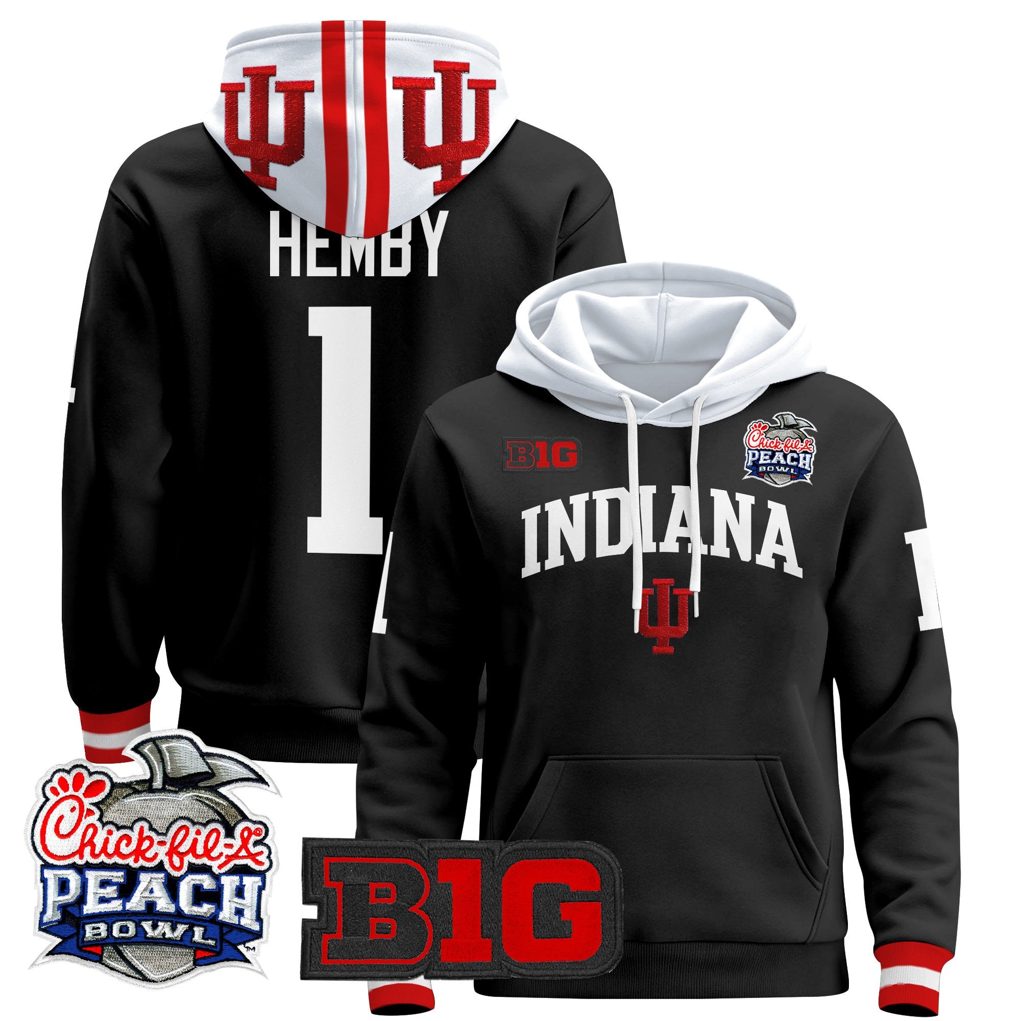 Men's Indiana Hoosiers 2026 Peach Bowl Premium Pullover Hoodie - All Stitched