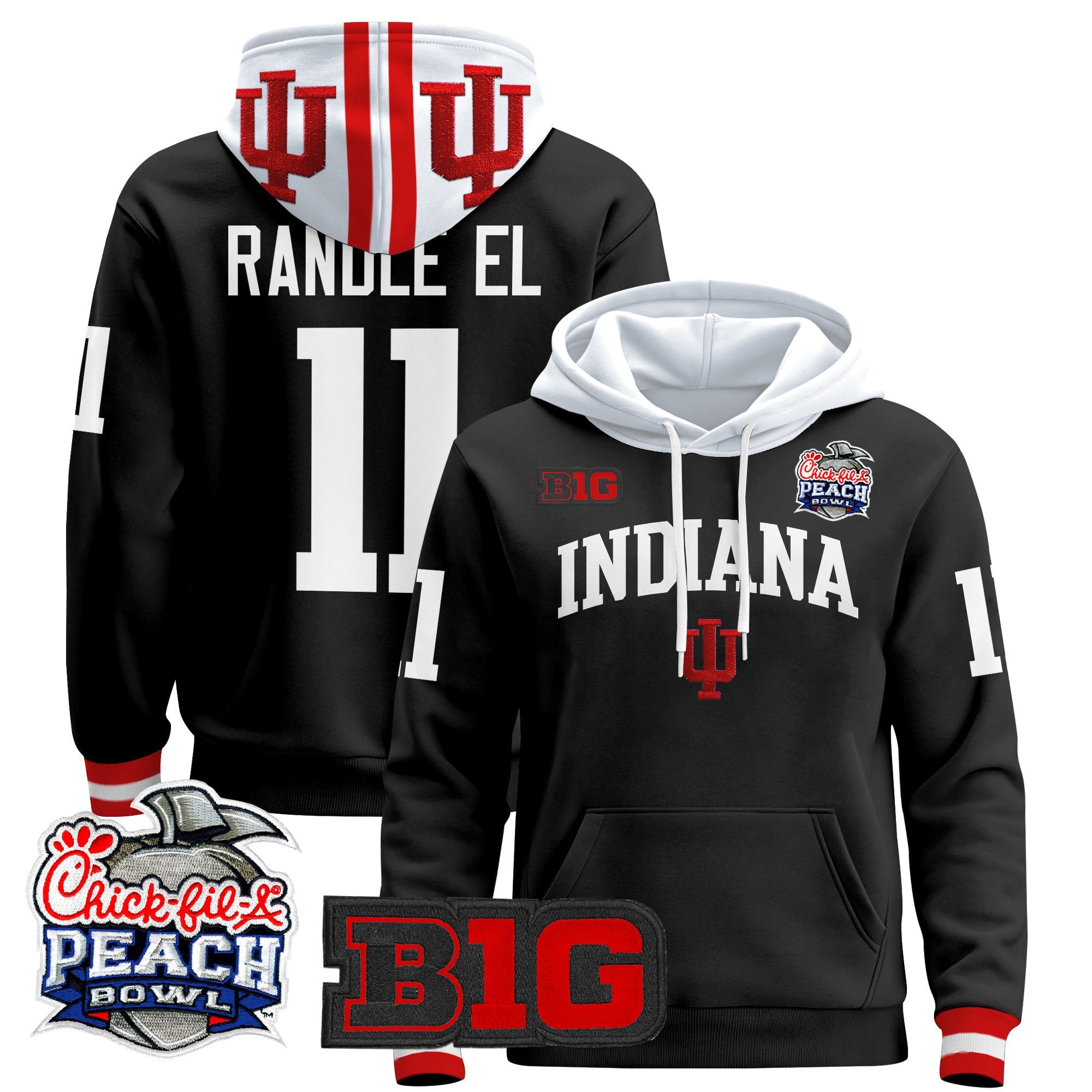 Men's Indiana Hoosiers 2026 Peach Bowl Premium Pullover Hoodie - All Stitched