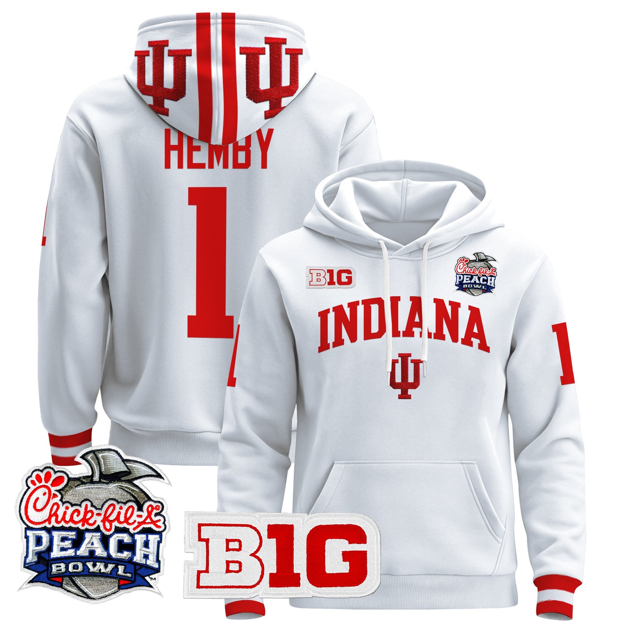 Men's Indiana Hoosiers 2026 Peach Bowl Premium Pullover Hoodie - All Stitched
