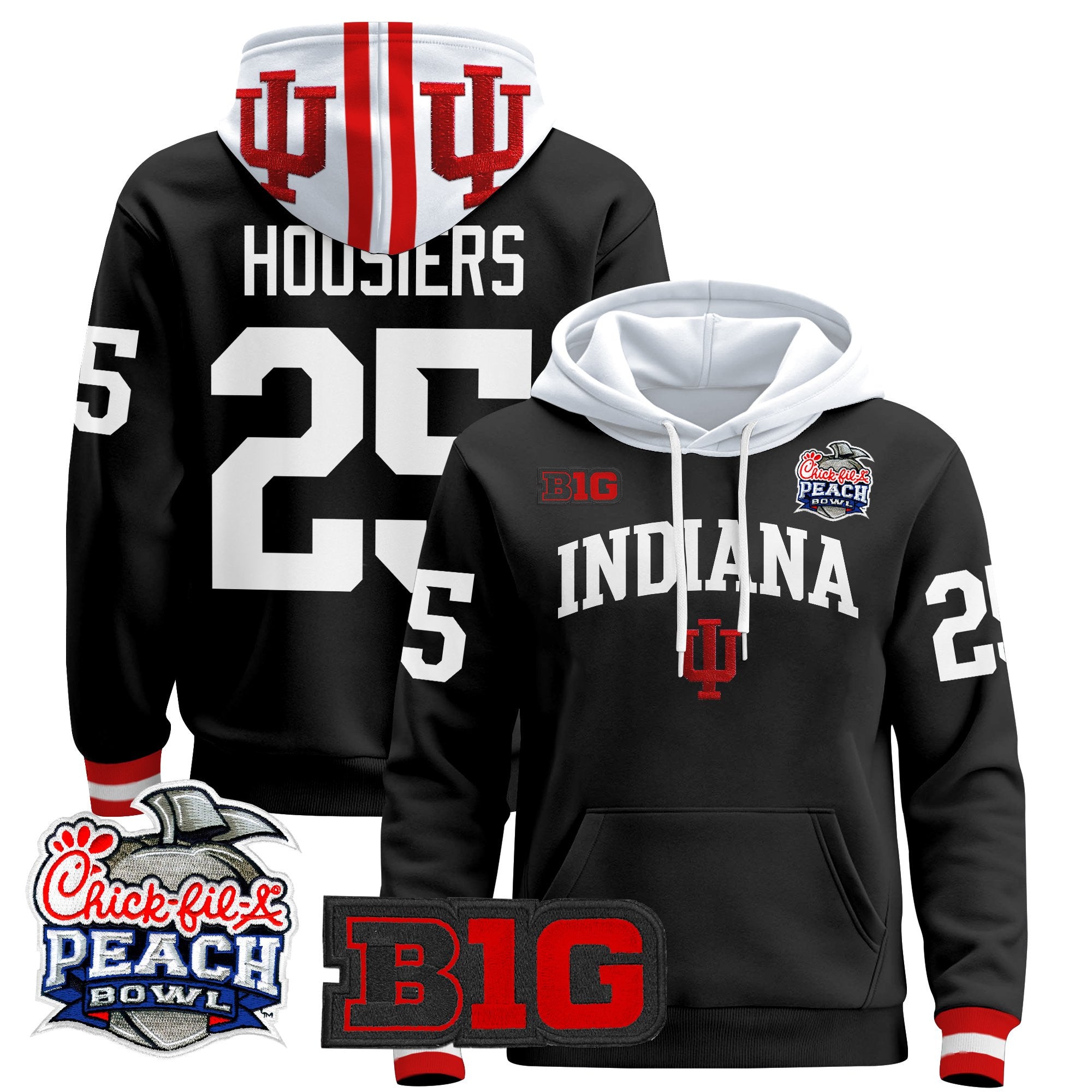 Men's Indiana Hoosiers 2026 Peach Bowl Premium Pullover Hoodie - All Stitched