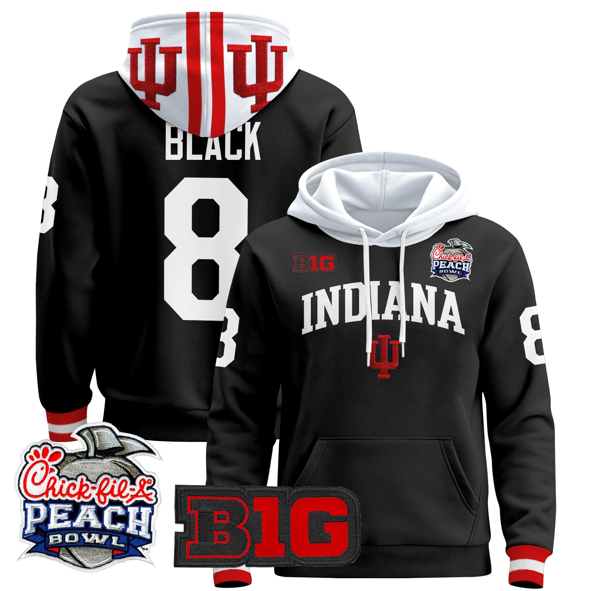 Men's Indiana Hoosiers 2026 Peach Bowl Premium Pullover Hoodie - All Stitched
