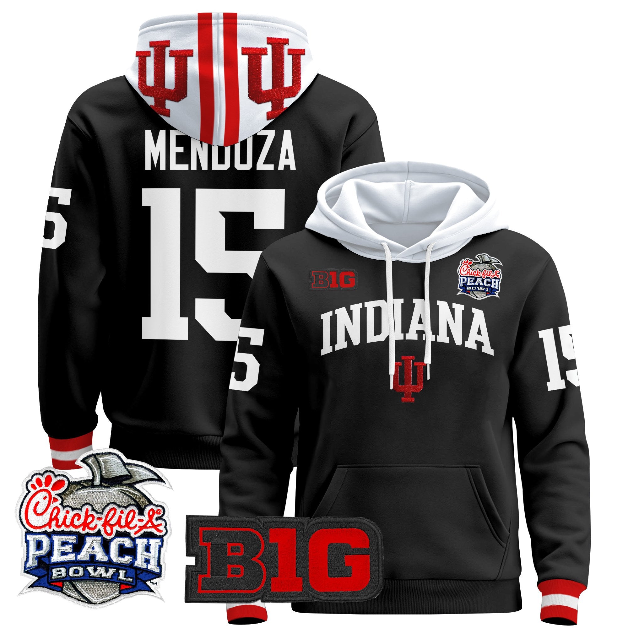 Men's Indiana Hoosiers 2026 Peach Bowl Premium Pullover Hoodie - All Stitched