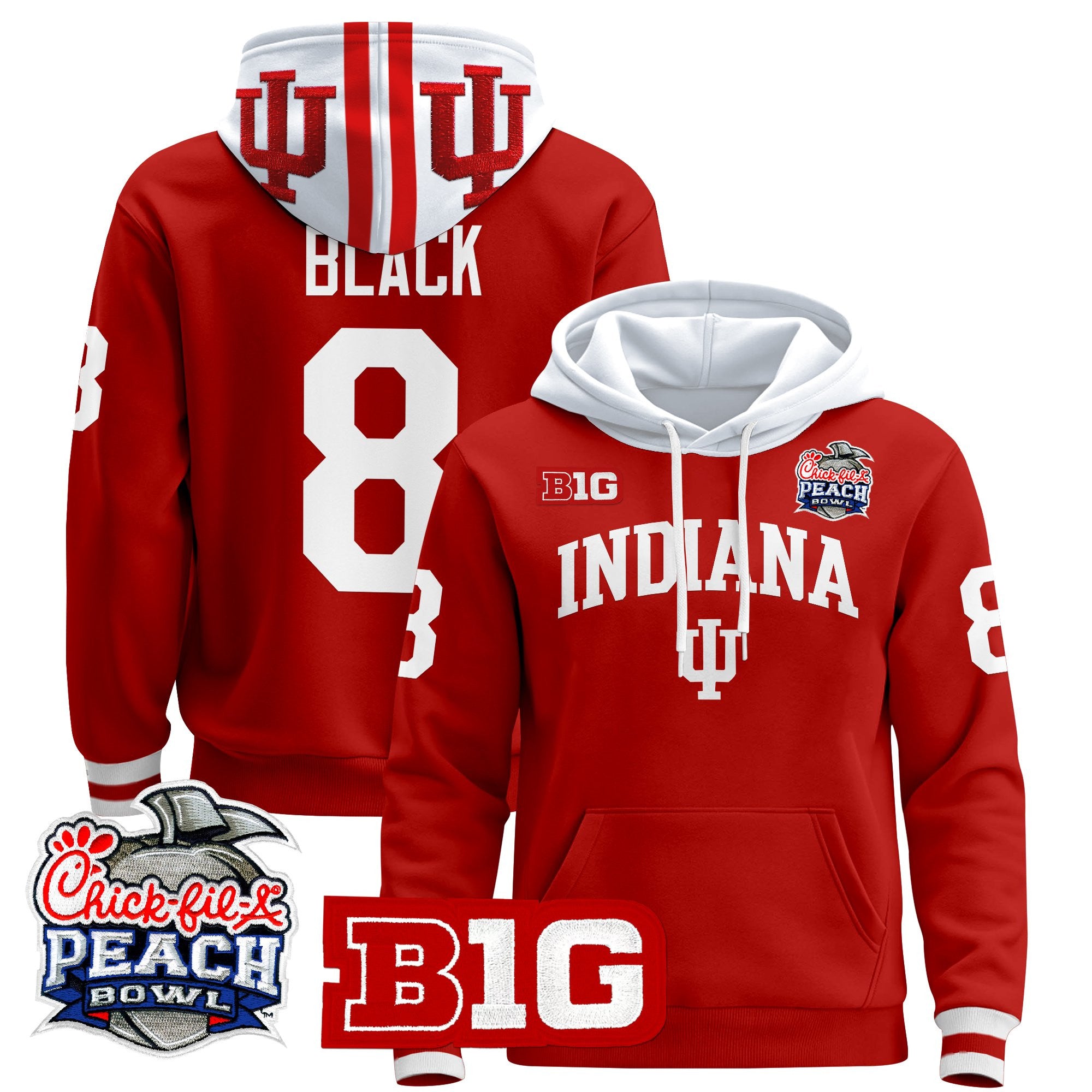 Men's Indiana Hoosiers 2026 Peach Bowl Premium Pullover Hoodie - All Stitched
