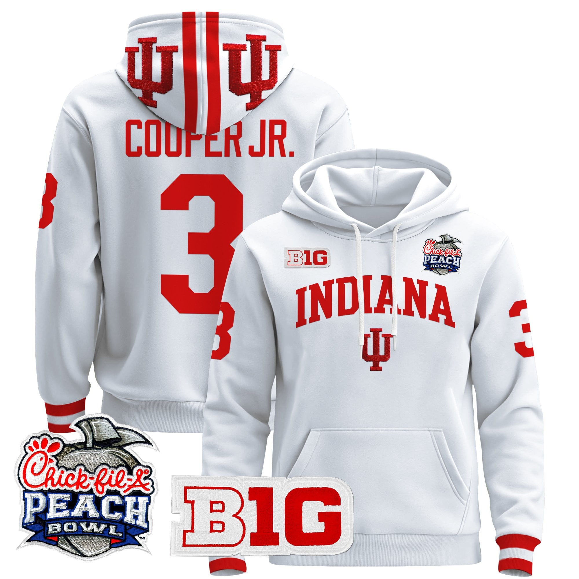 Men's Indiana Hoosiers 2026 Peach Bowl Premium Pullover Hoodie - All Stitched