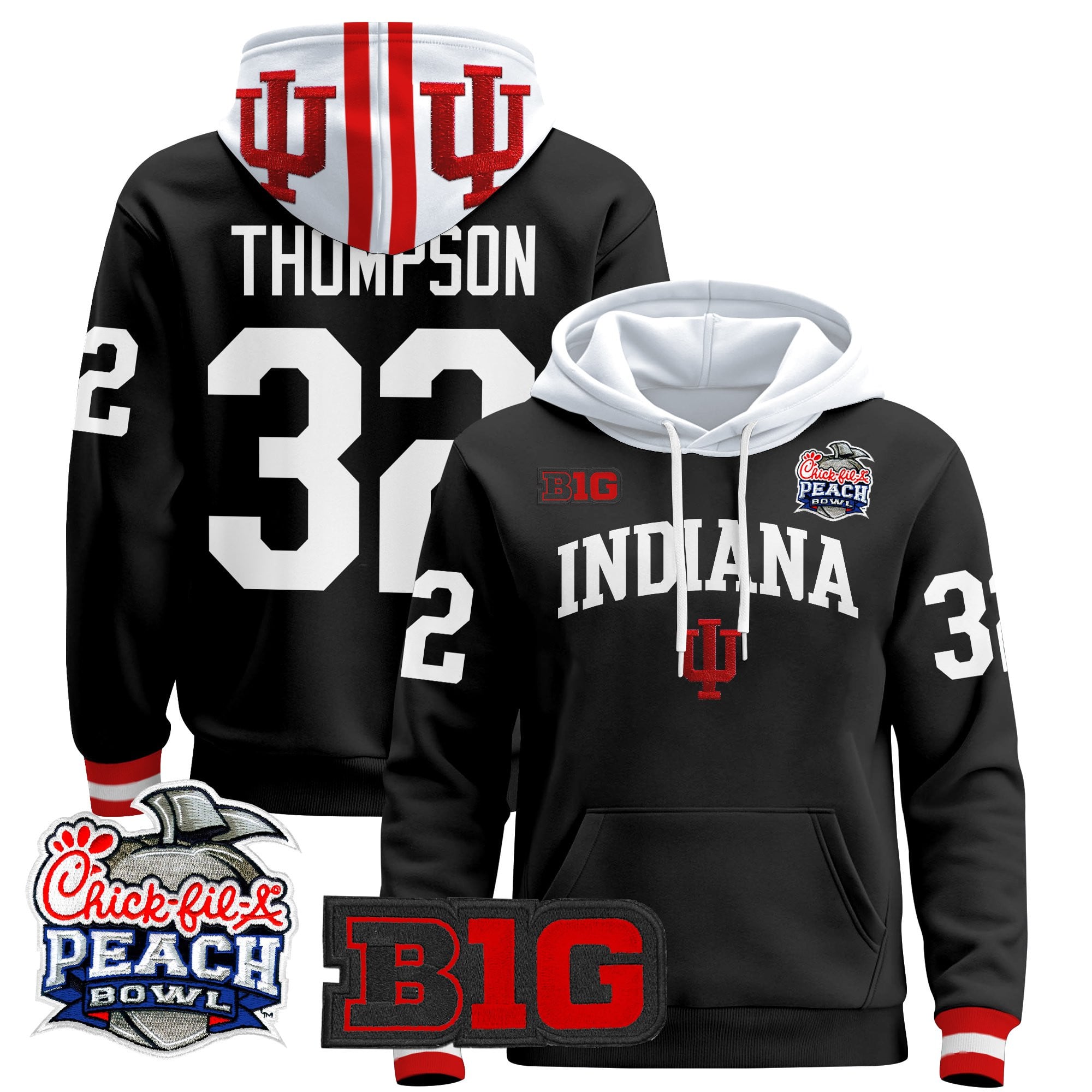 Men's Indiana Hoosiers 2026 Peach Bowl Premium Pullover Hoodie - All Stitched