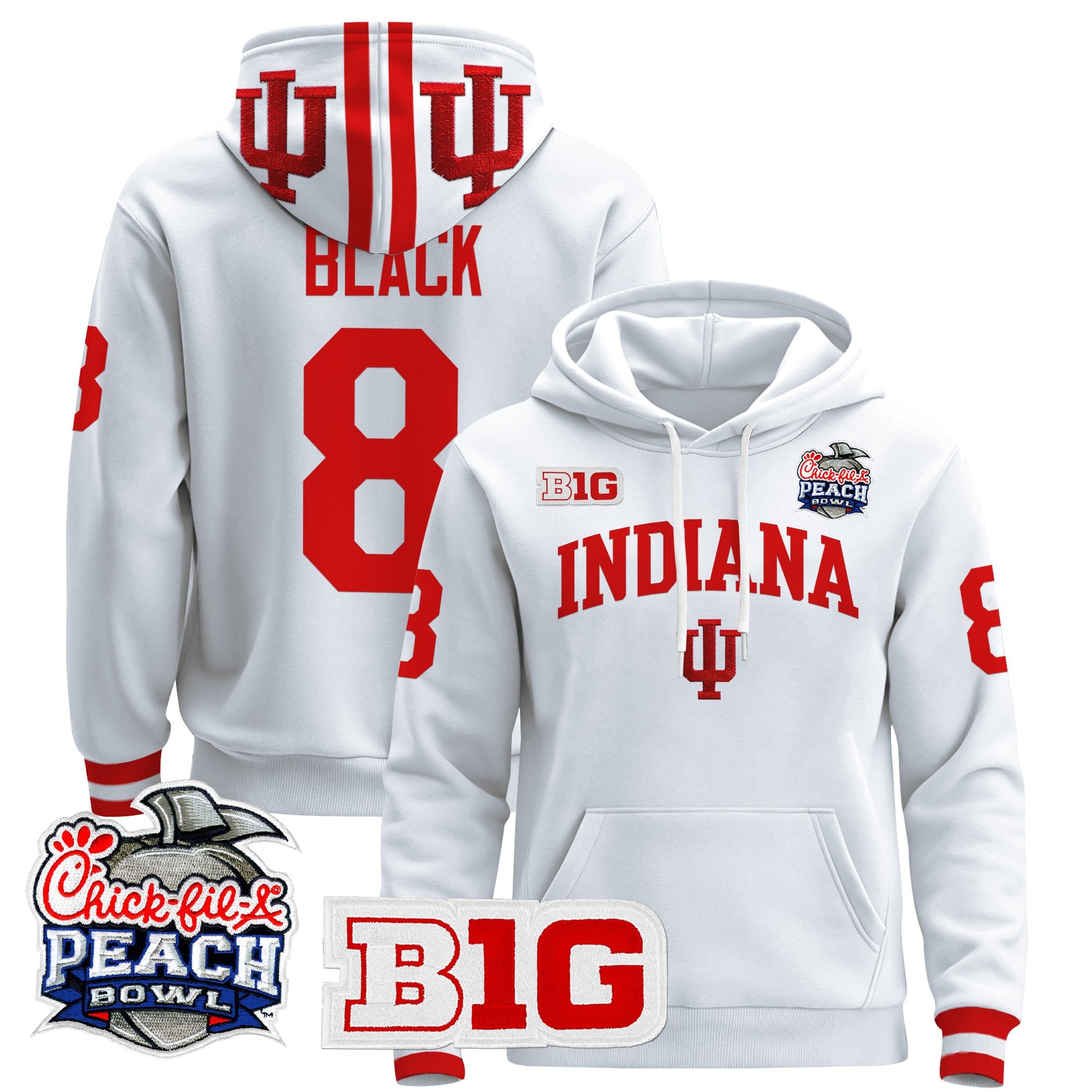 Men's Indiana Hoosiers 2026 Peach Bowl Premium Pullover Hoodie - All Stitched