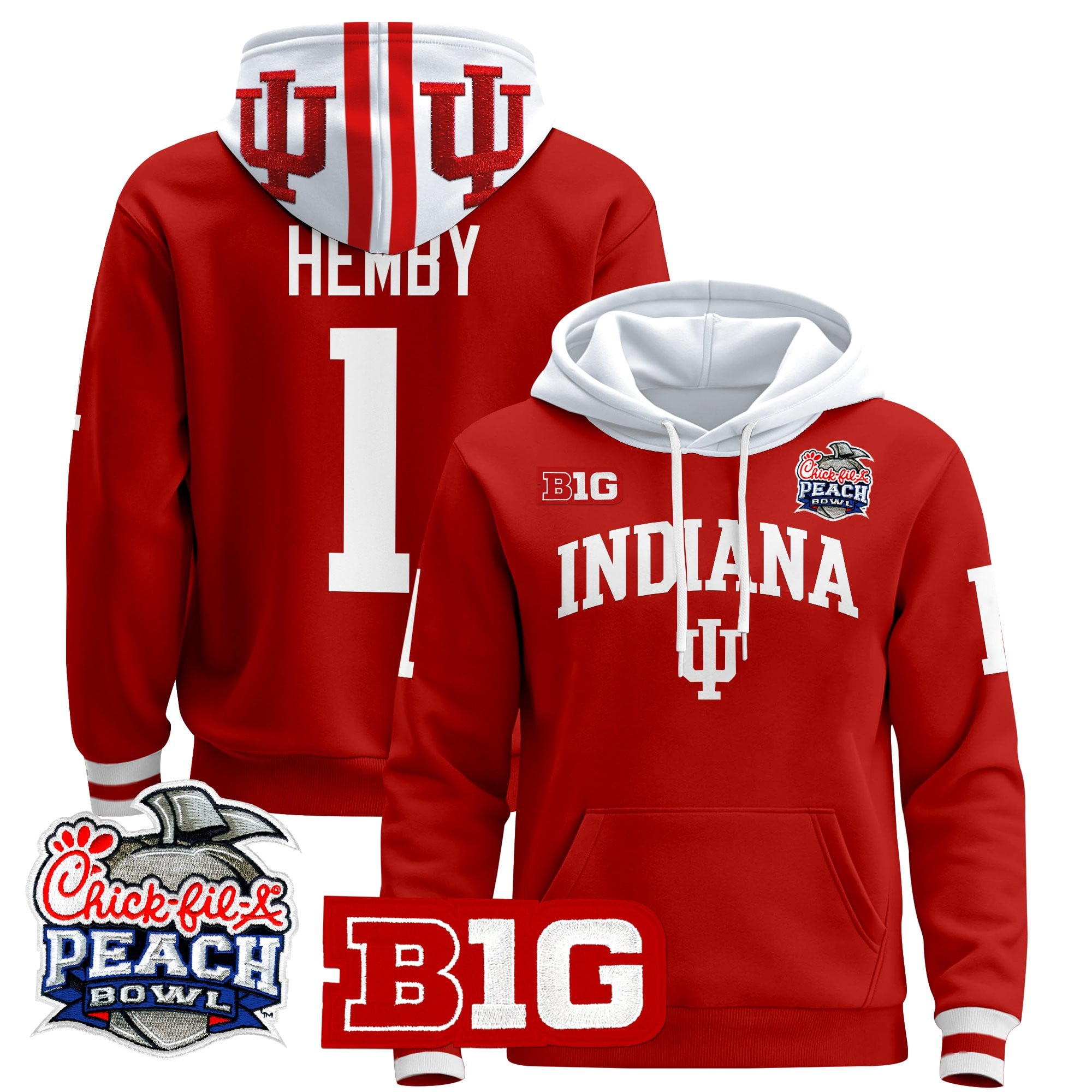 Men's Indiana Hoosiers 2026 Peach Bowl Premium Pullover Hoodie - All Stitched
