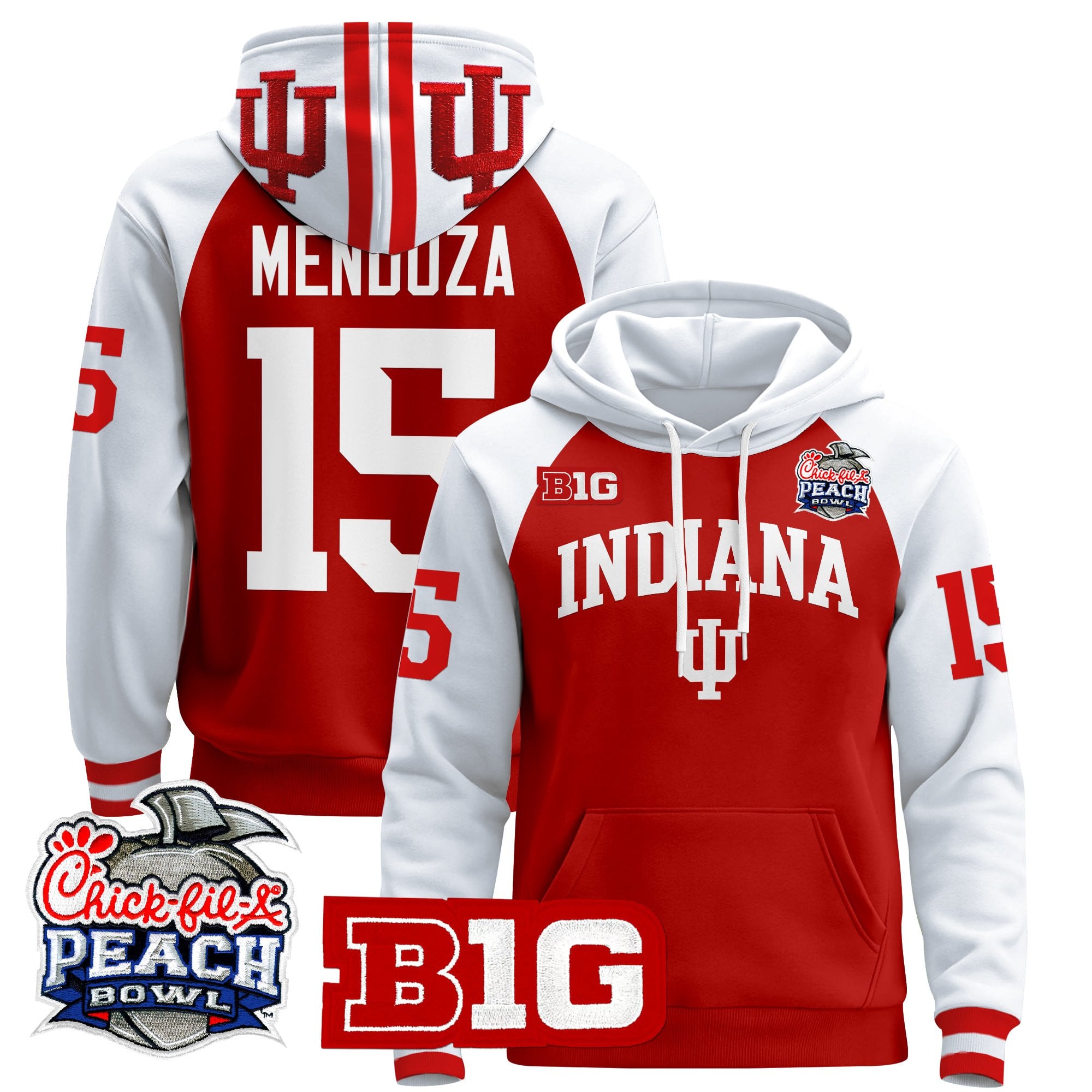 Men's Indiana Hoosiers 2026 Peach Bowl Premium Pullover Hoodie - All Stitched