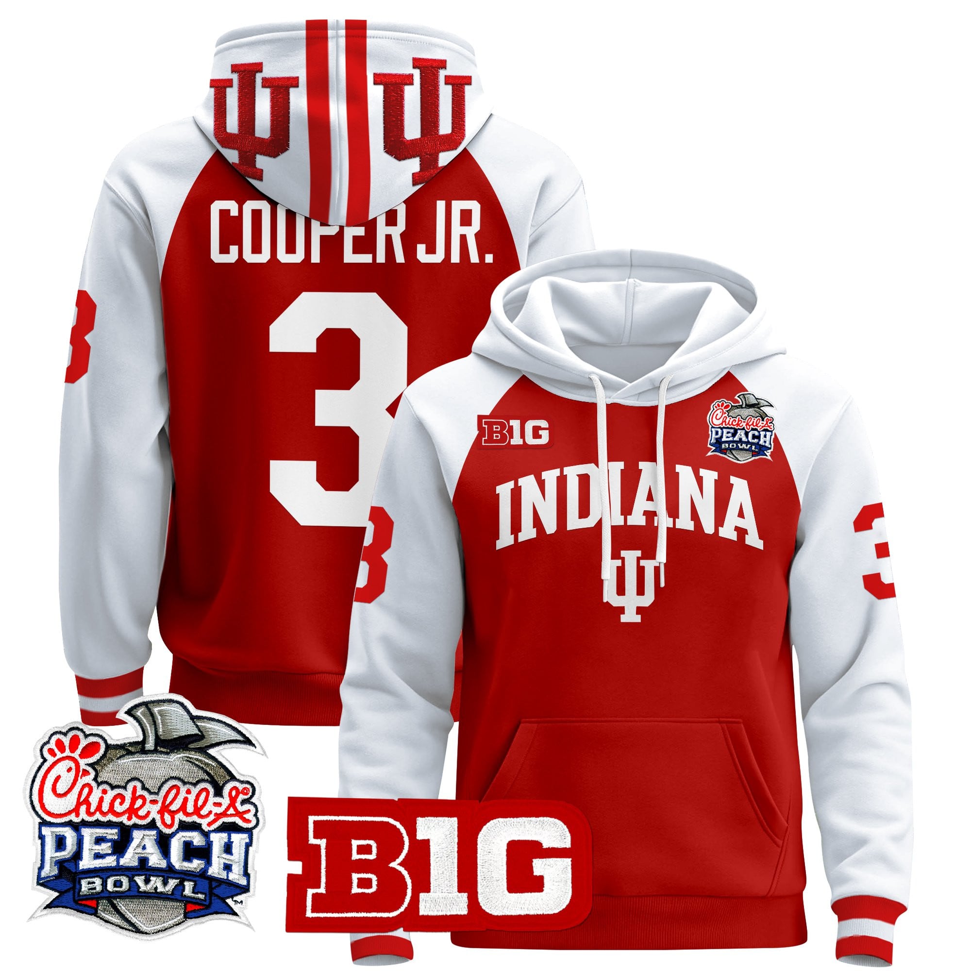 Men's Indiana Hoosiers 2026 Peach Bowl Premium Pullover Hoodie - All Stitched