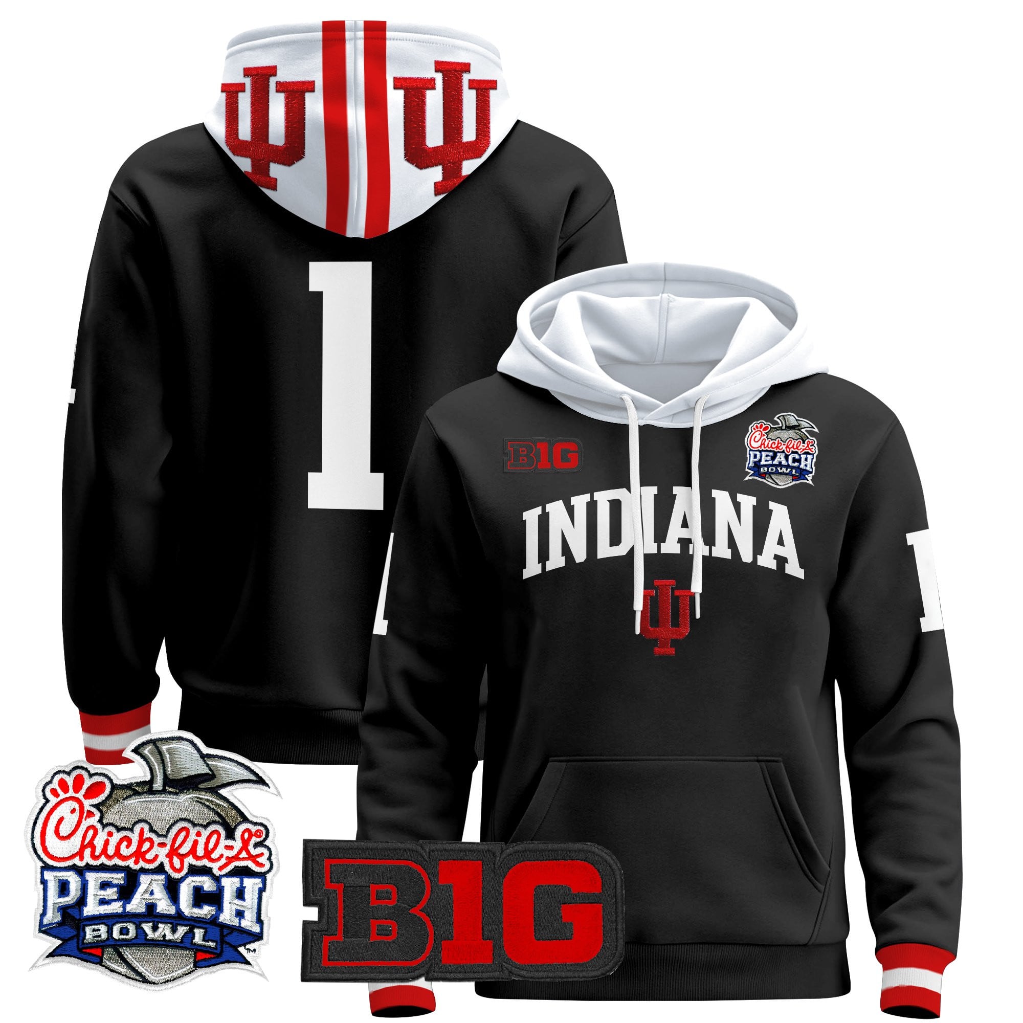 Men's Indiana Hoosiers 2026 Peach Bowl Premium Pullover Hoodie - All Stitched