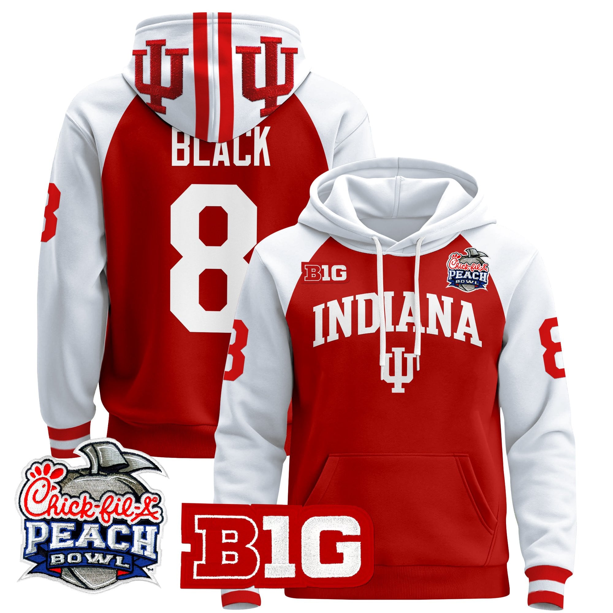 Men's Indiana Hoosiers 2026 Peach Bowl Premium Pullover Hoodie - All Stitched