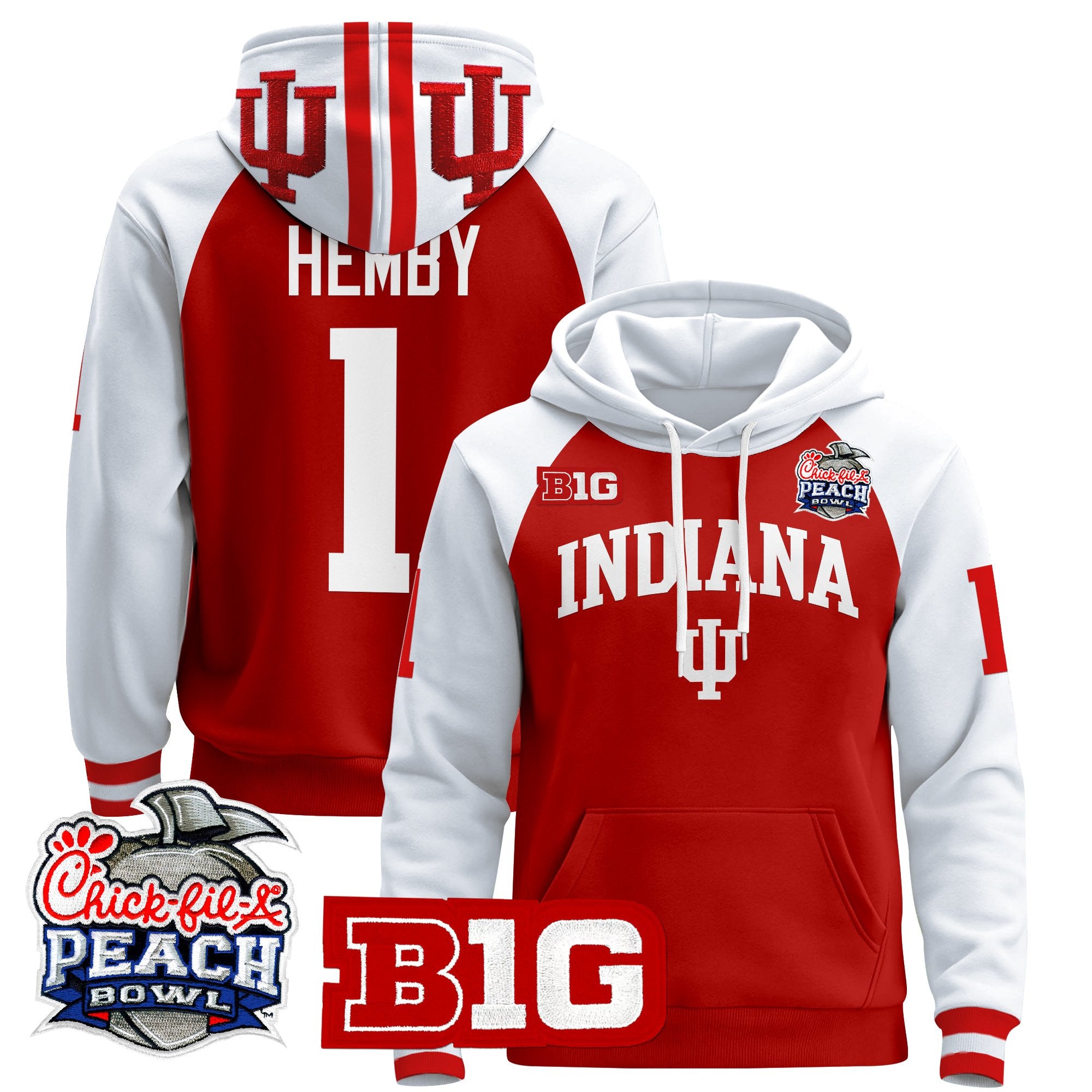 Men's Indiana Hoosiers 2026 Peach Bowl Premium Pullover Hoodie - All Stitched