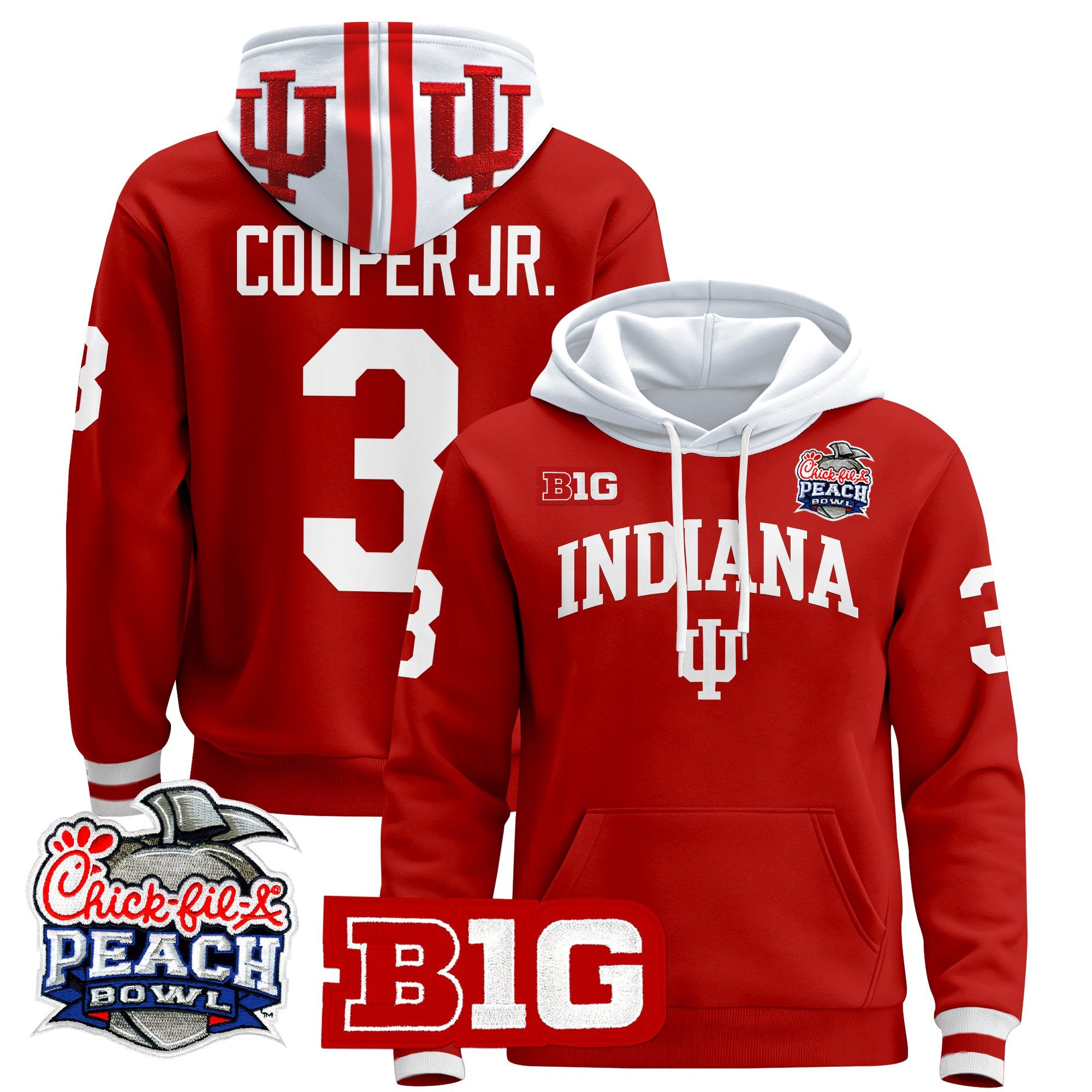 Men's Indiana Hoosiers 2026 Peach Bowl Premium Pullover Hoodie - All Stitched