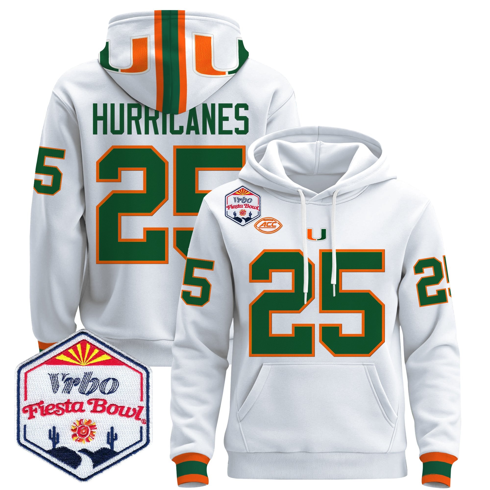 Men's Miami Hurricanes 2026 The Fiesta Bowl Premium Pullover Hoodie - All Stitched