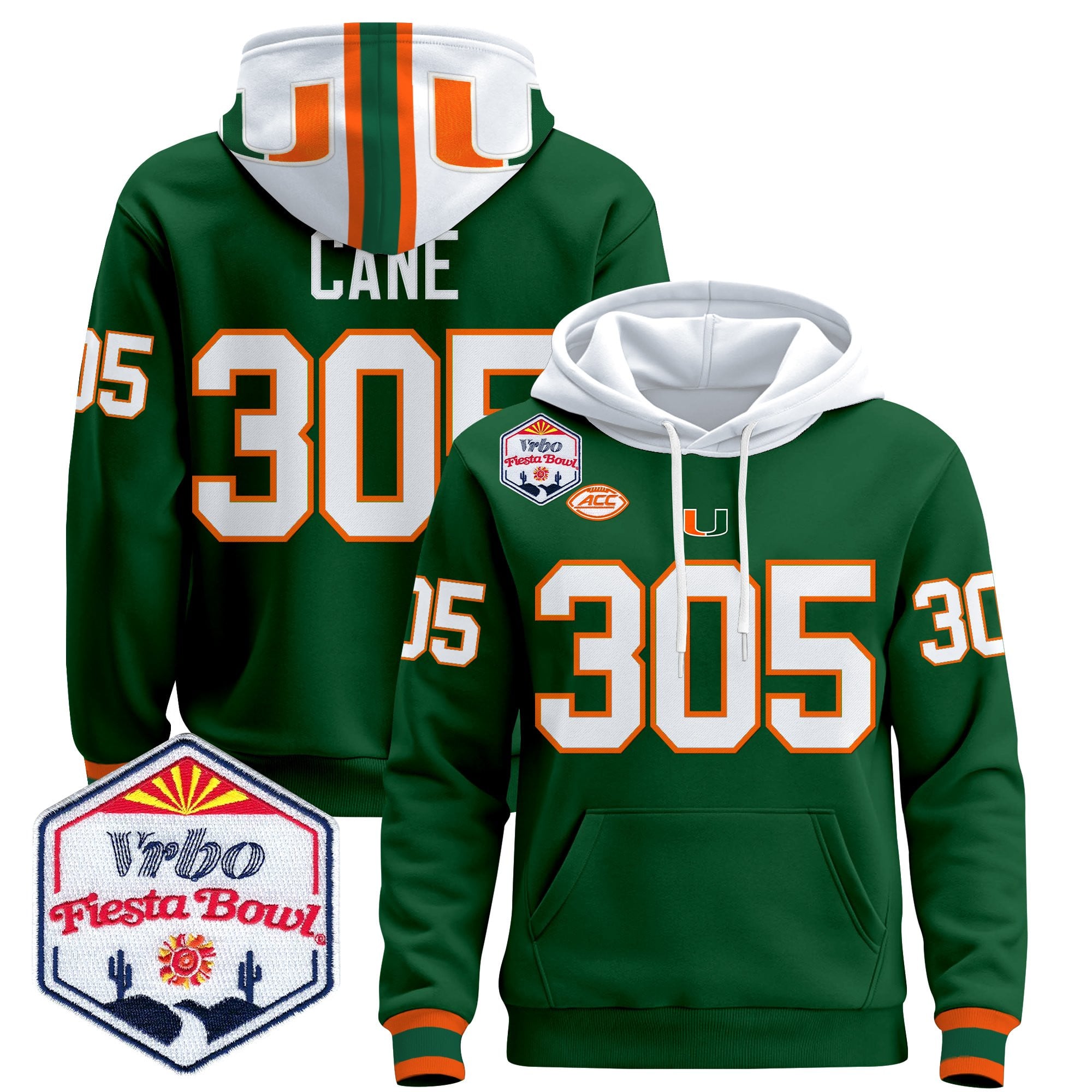 Men's Miami Hurricanes 2026 The Fiesta Bowl Premium Pullover Hoodie - All Stitched