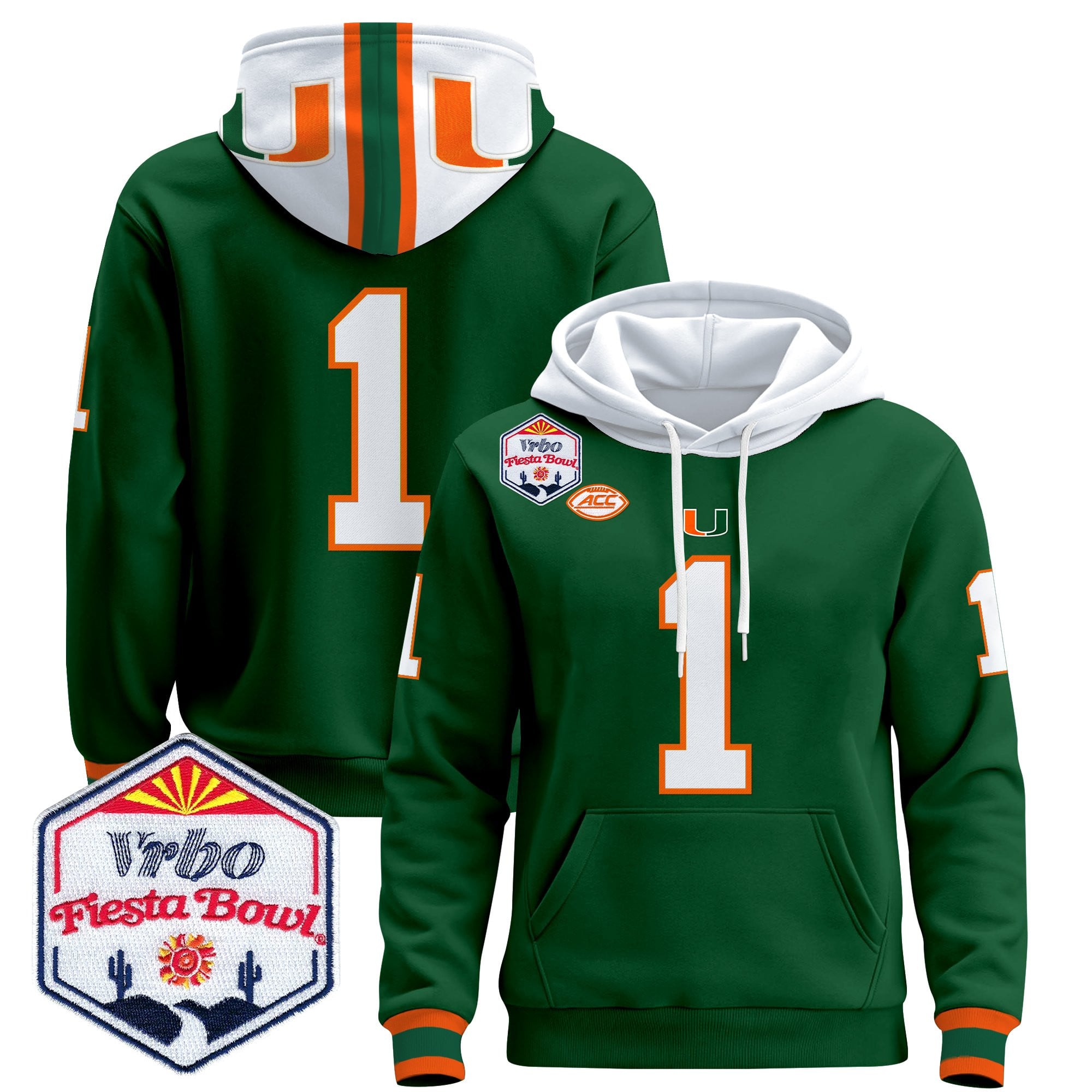 Men's Miami Hurricanes 2026 The Fiesta Bowl Premium Pullover Hoodie - All Stitched