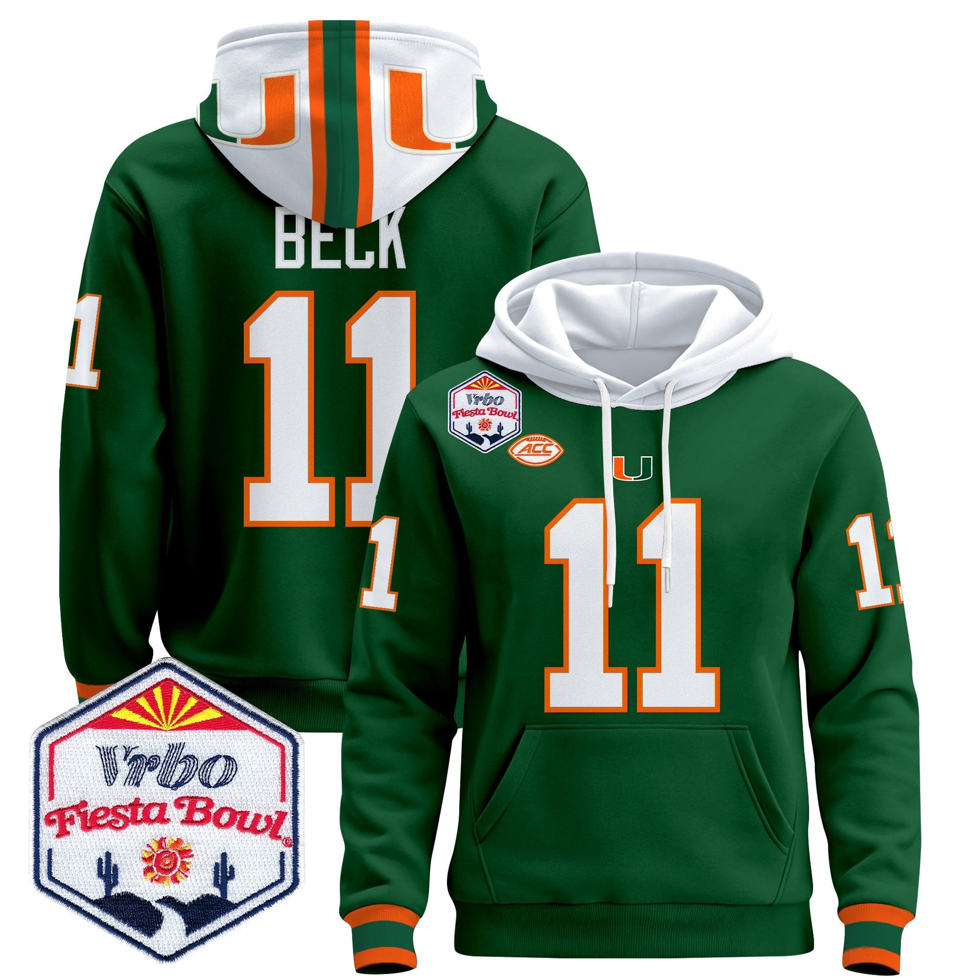 Men's Miami Hurricanes 2026 The Fiesta Bowl Premium Pullover Hoodie - All Stitched