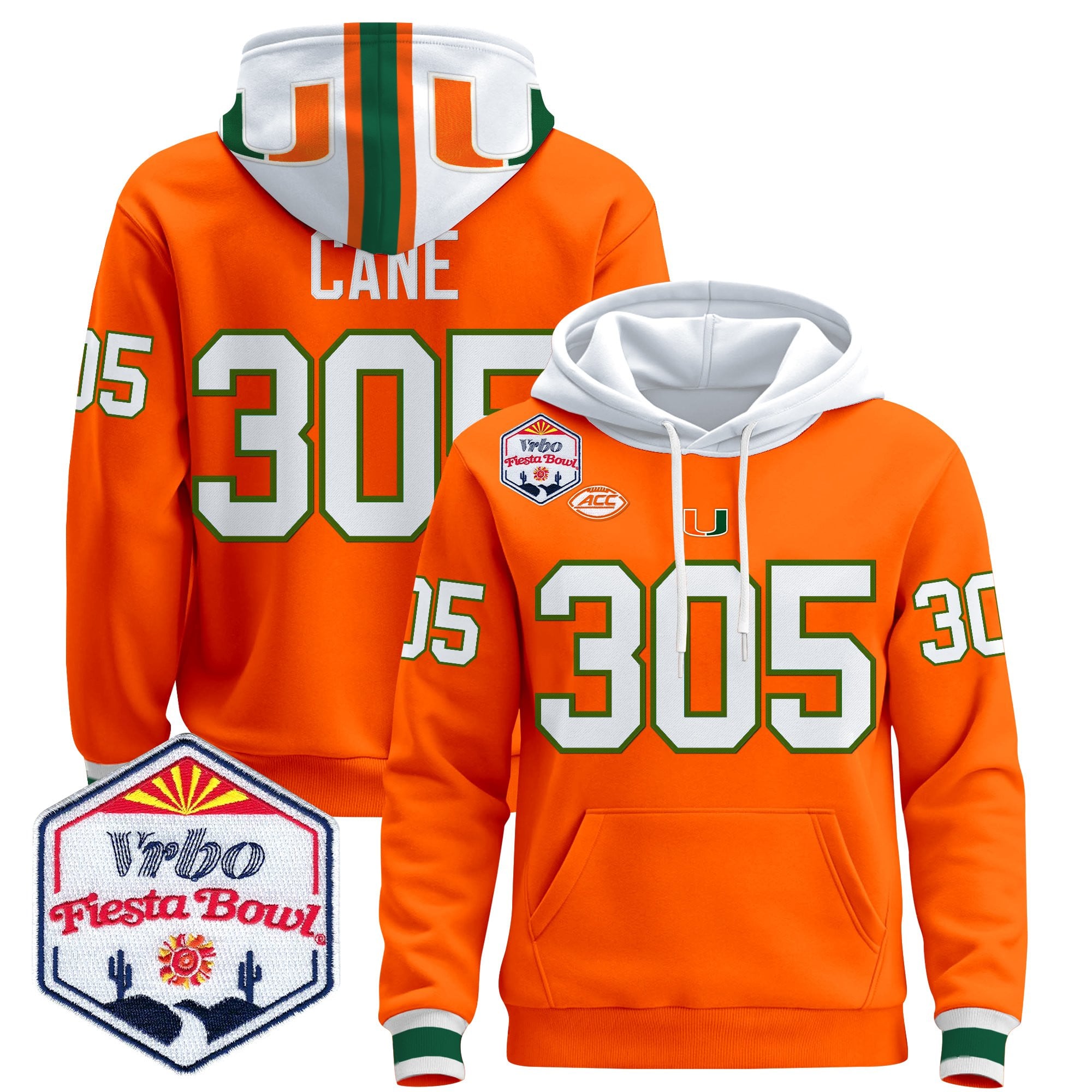 Men's Miami Hurricanes 2026 The Fiesta Bowl Premium Pullover Hoodie - All Stitched