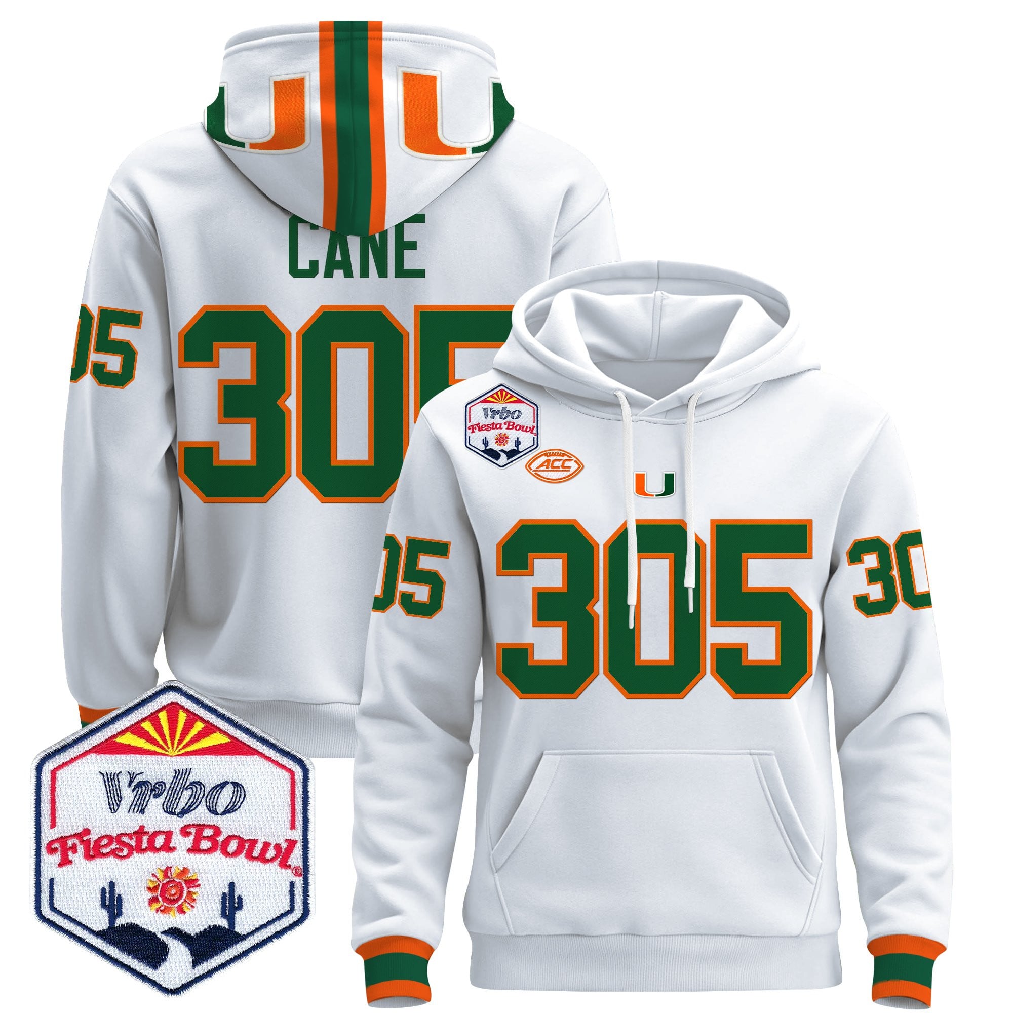 Men's Miami Hurricanes 2026 The Fiesta Bowl Premium Pullover Hoodie - All Stitched