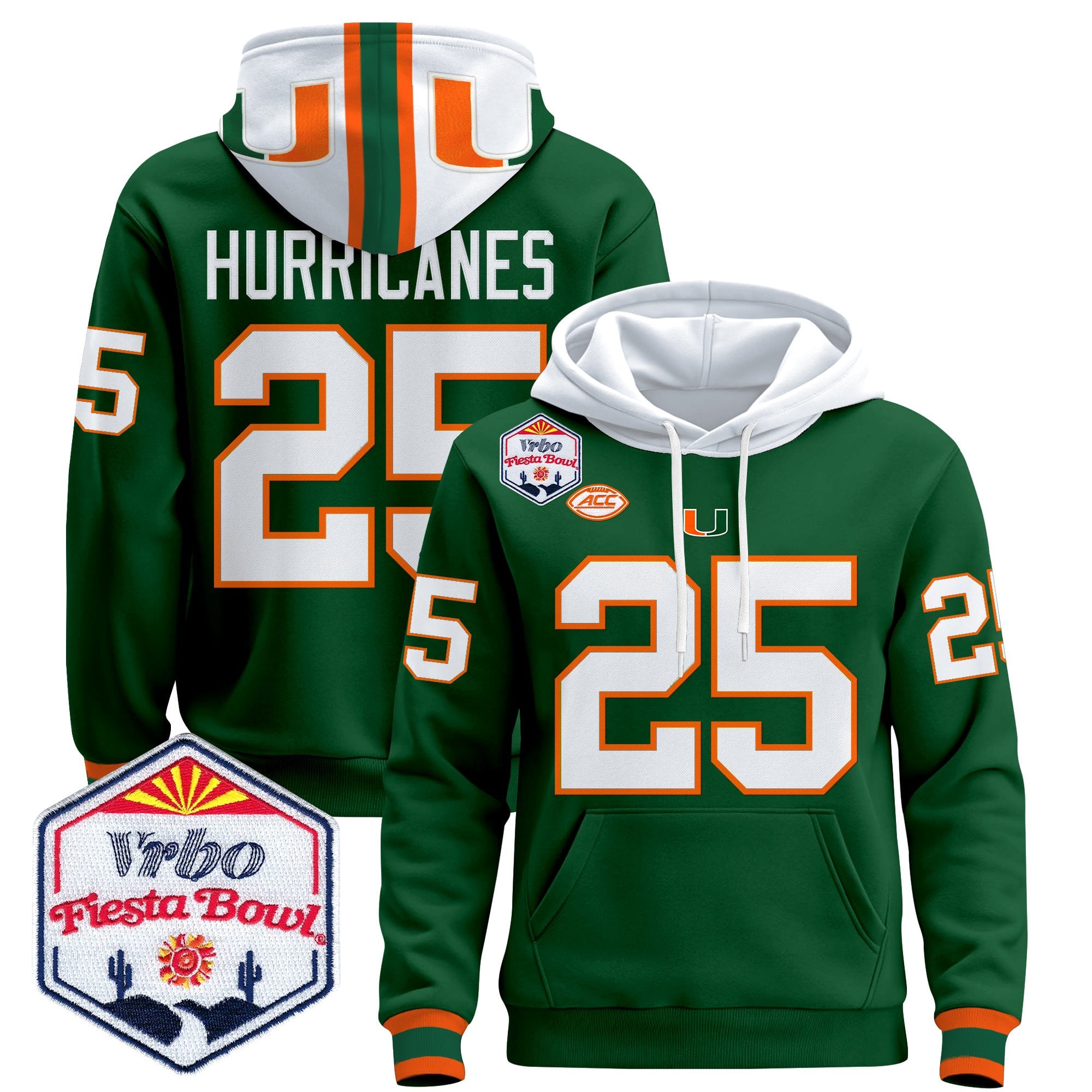 Men's Miami Hurricanes 2026 The Fiesta Bowl Premium Pullover Hoodie - All Stitched