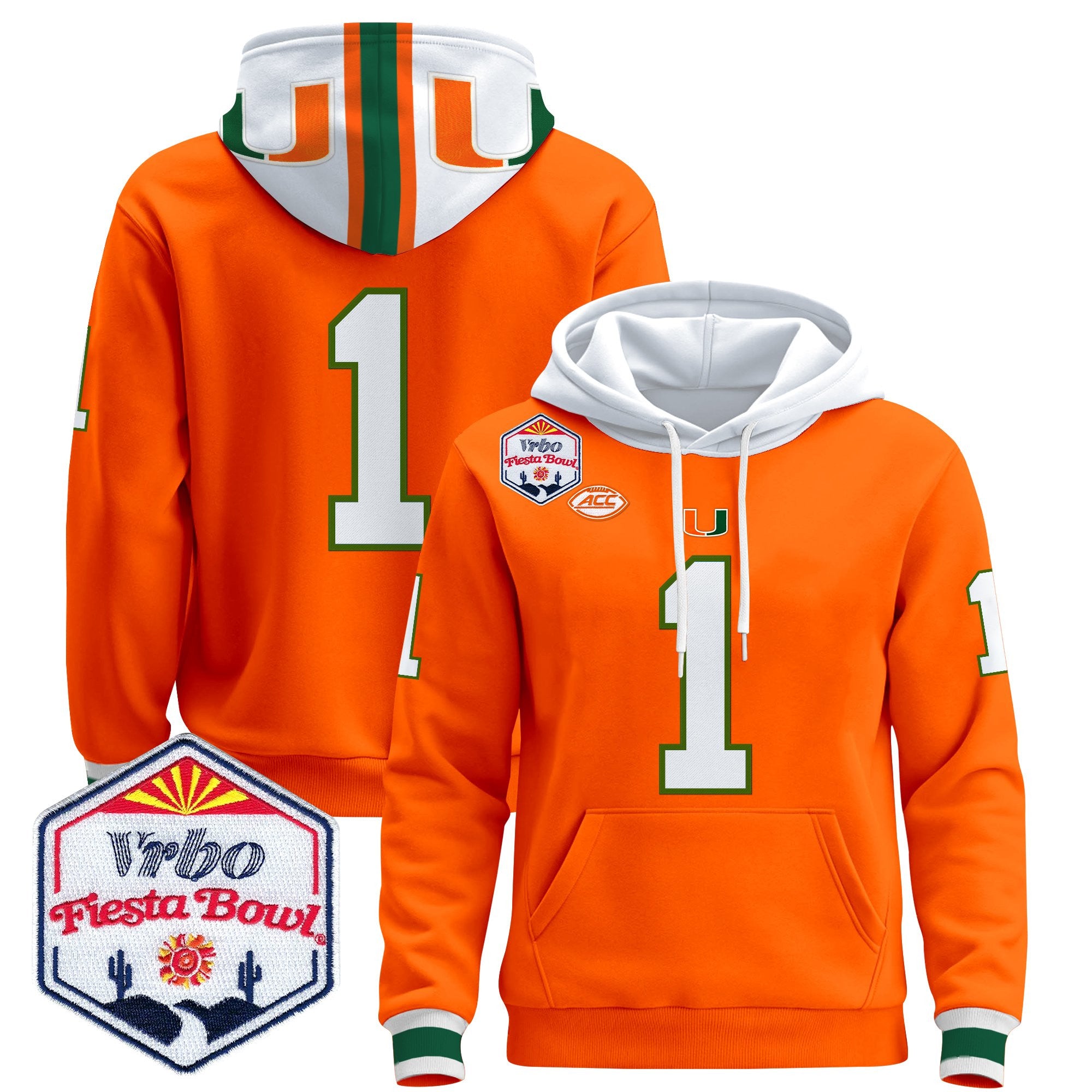 Men's Miami Hurricanes 2026 The Fiesta Bowl Premium Pullover Hoodie - All Stitched
