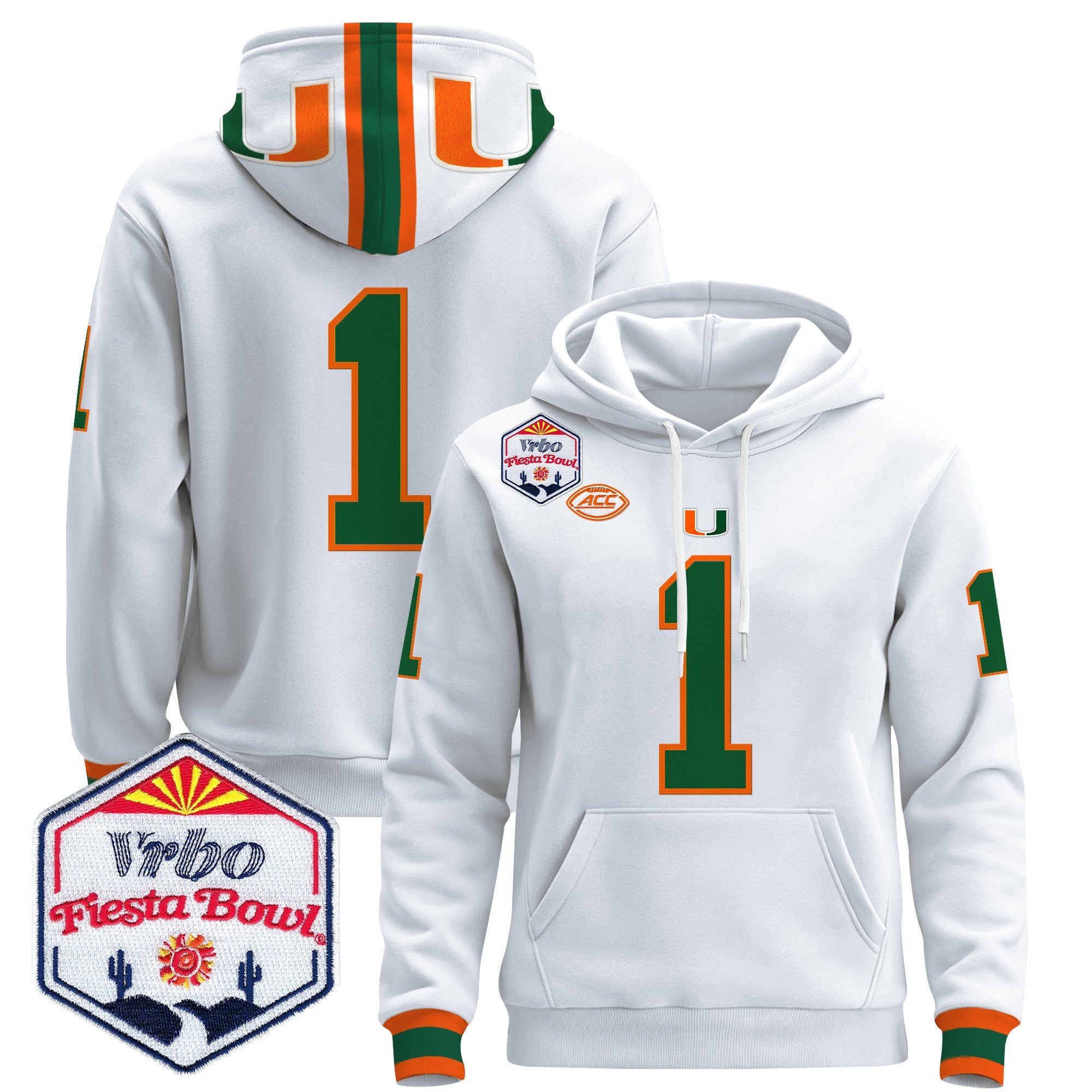 Men's Miami Hurricanes 2026 The Fiesta Bowl Premium Pullover Hoodie - All Stitched