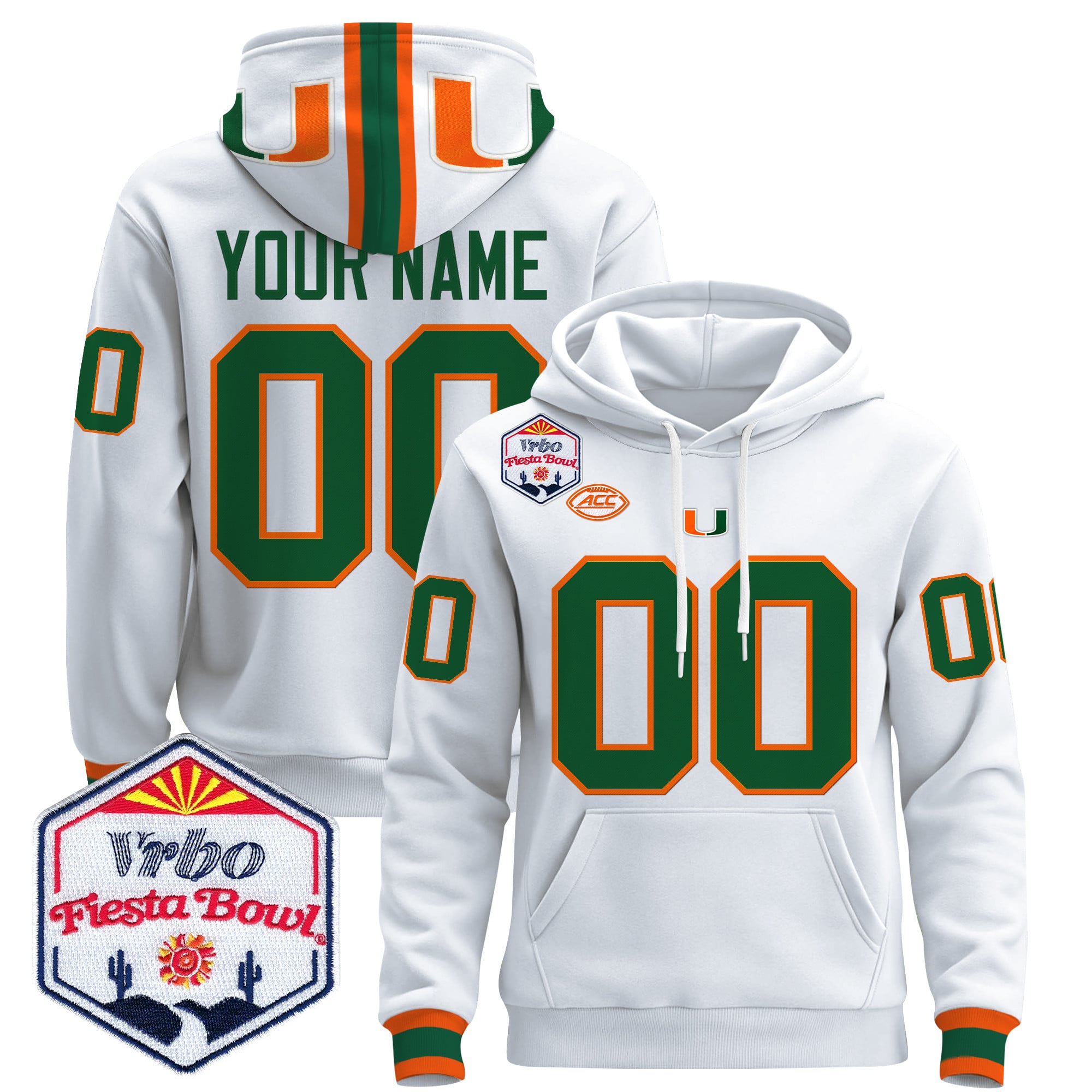 Miami Hurricanes 2026 The Fiesta Bowl Premium Custom Pullover Hoodie - All Stitched