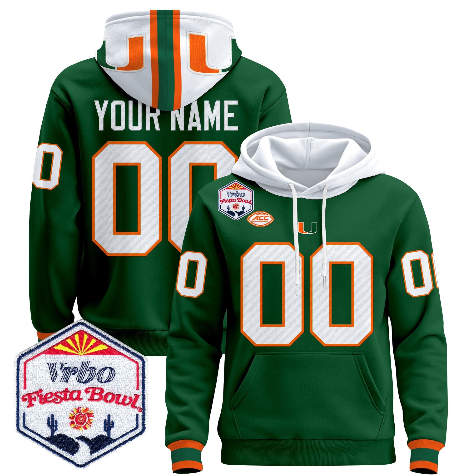 Miami Hurricanes 2026 The Fiesta Bowl Premium Custom Pullover Hoodie - All Stitched