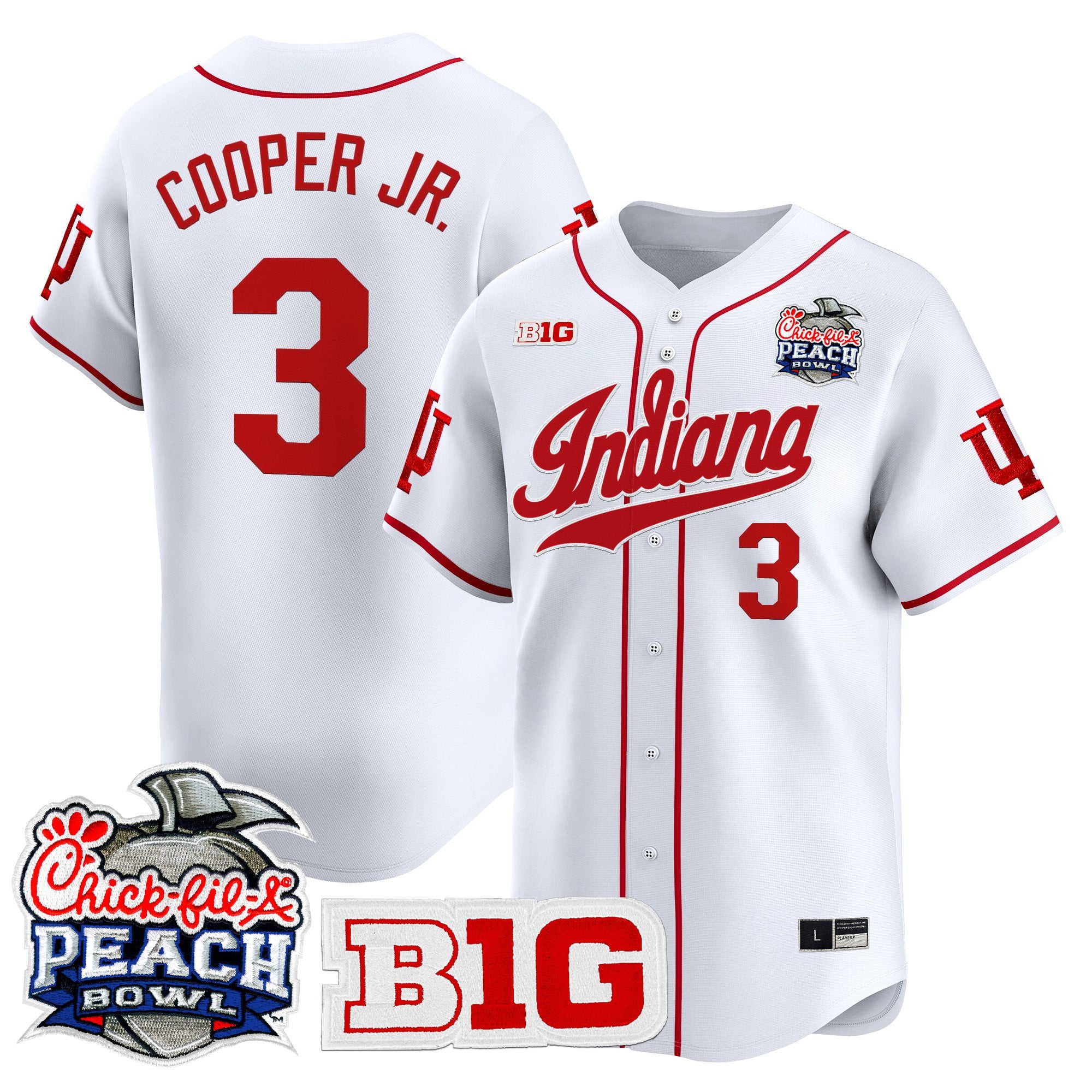 Men's Indiana Hoosiers 2026 Peach Bowl Vapor Baseball Jersey - All Stitched