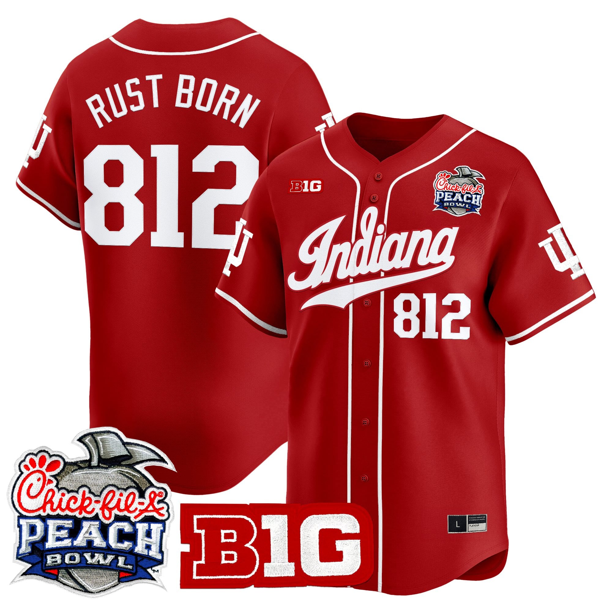 Men's Indiana Hoosiers 2026 Peach Bowl Vapor Baseball Jersey - All Stitched