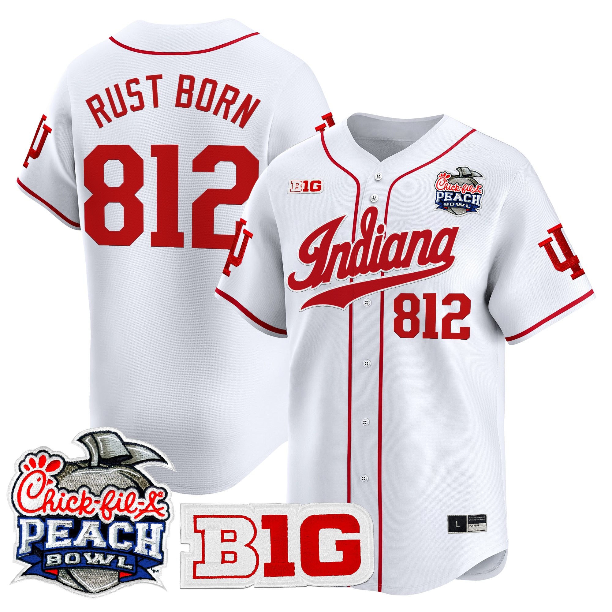 Men's Indiana Hoosiers 2026 Peach Bowl Vapor Baseball Jersey - All Stitched