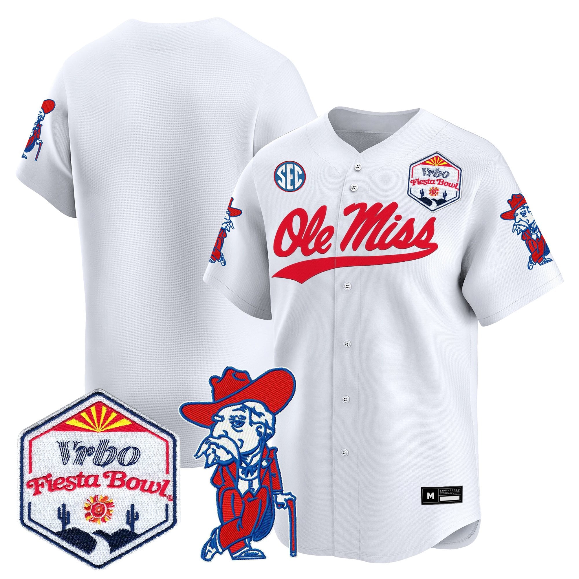 Men's Ole Miss Rebels 2026 The Fiesta Bowl Vapor Baseball Jersey - All Stitched