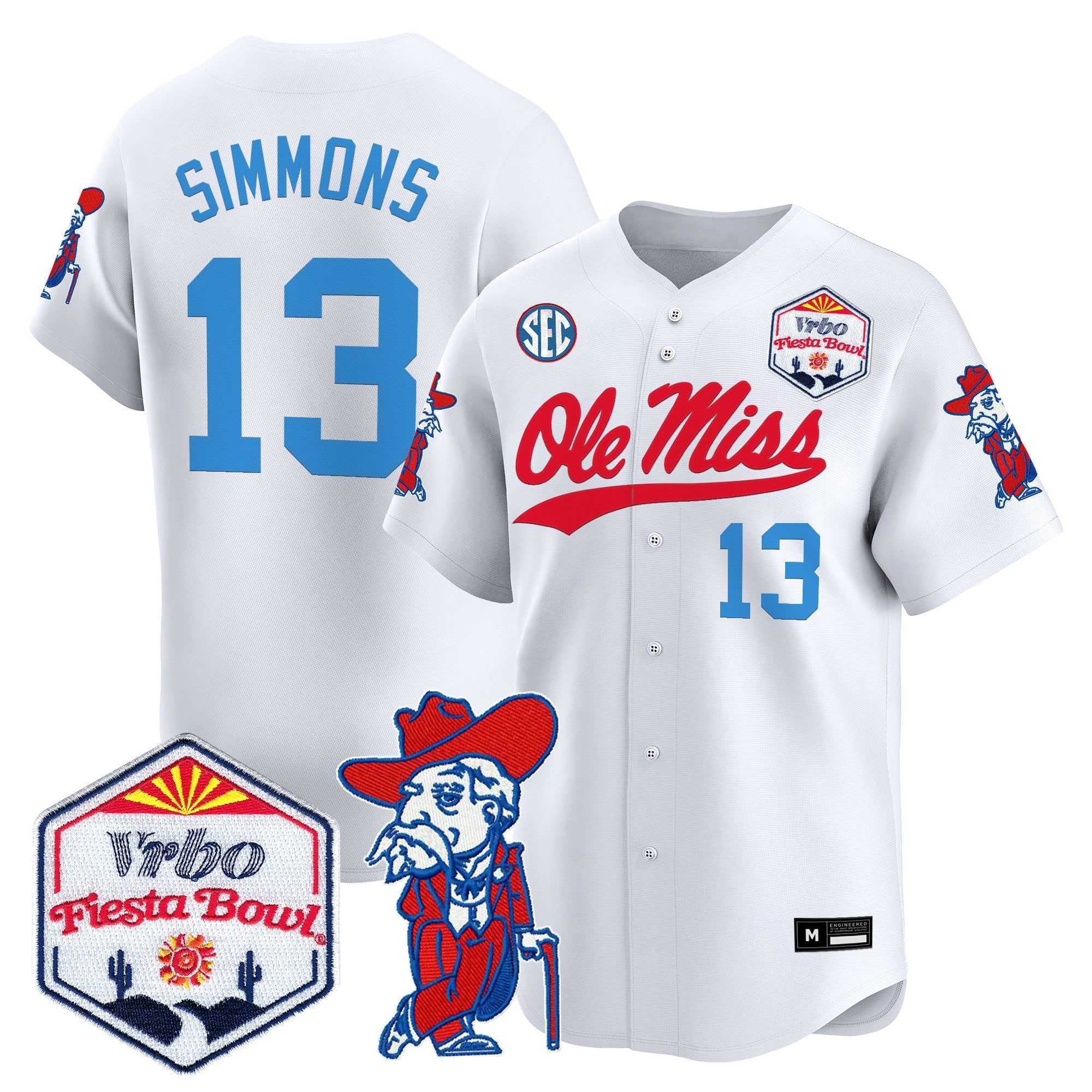 Men's Ole Miss Rebels 2026 The Fiesta Bowl Vapor Baseball Jersey - All Stitched
