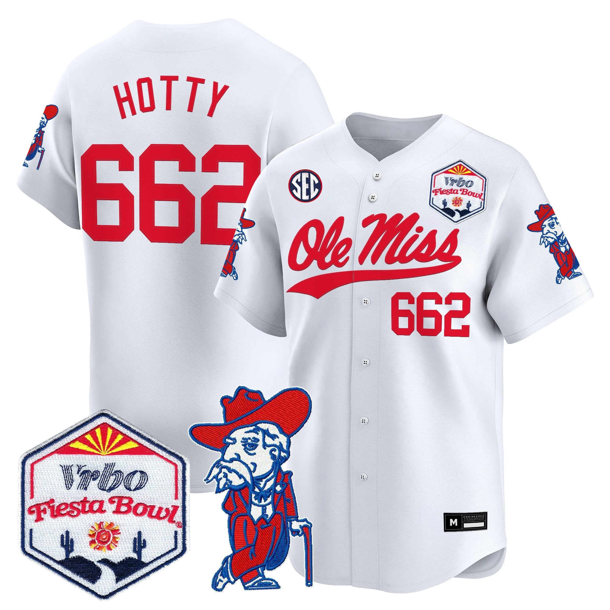 Men's Ole Miss Rebels 2026 The Fiesta Bowl Vapor Baseball Jersey - All Stitched
